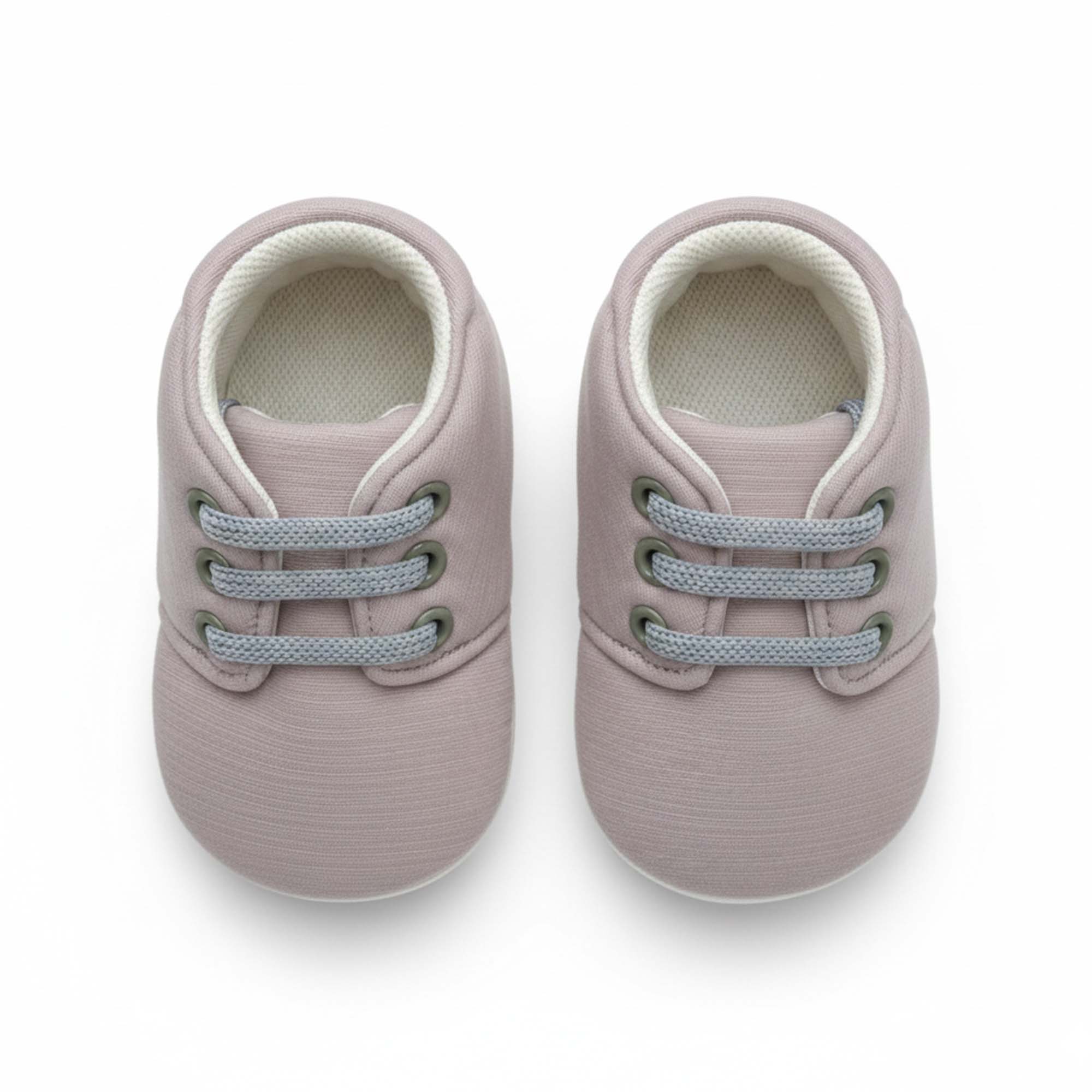 Baby Moo Stylish Lace-Up Comfy Velcro Sneakers Booties-Dusky Lavender