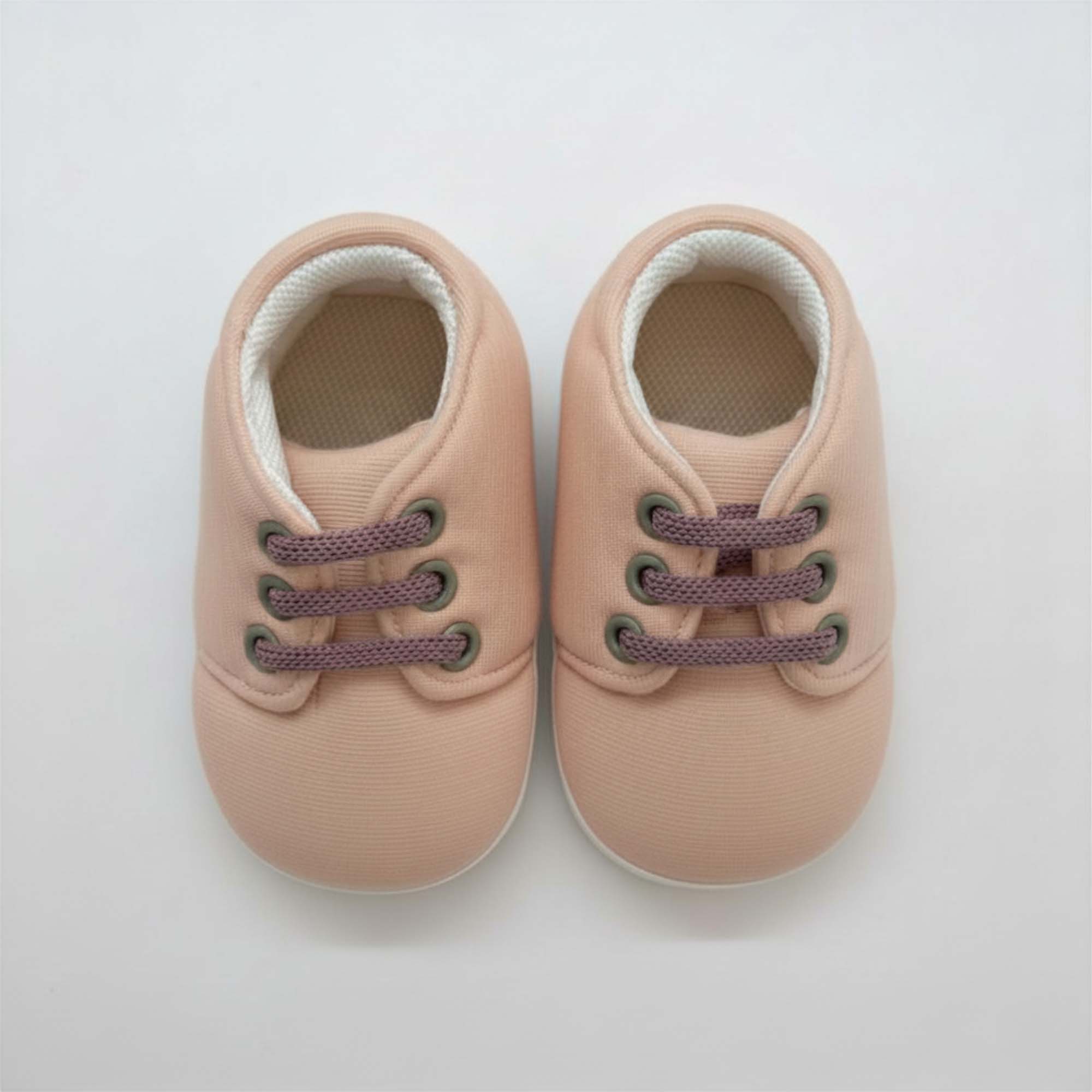 Baby Moo Stylish Lace-Up Comfy Velcro Sneakers Booties-Peach