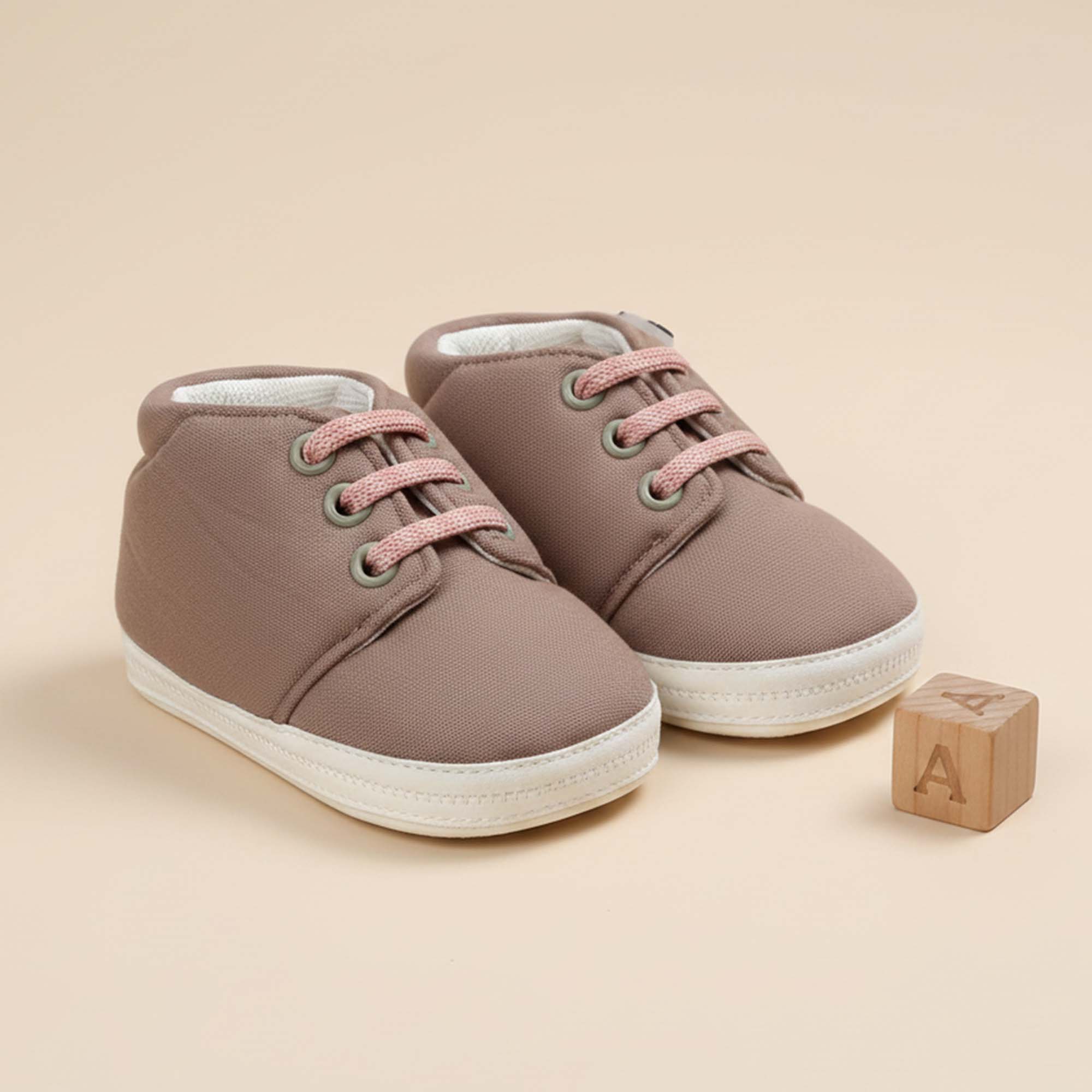 Baby Moo Stylish Lace-Up Comfy Velcro Sneakers Booties-Brown
