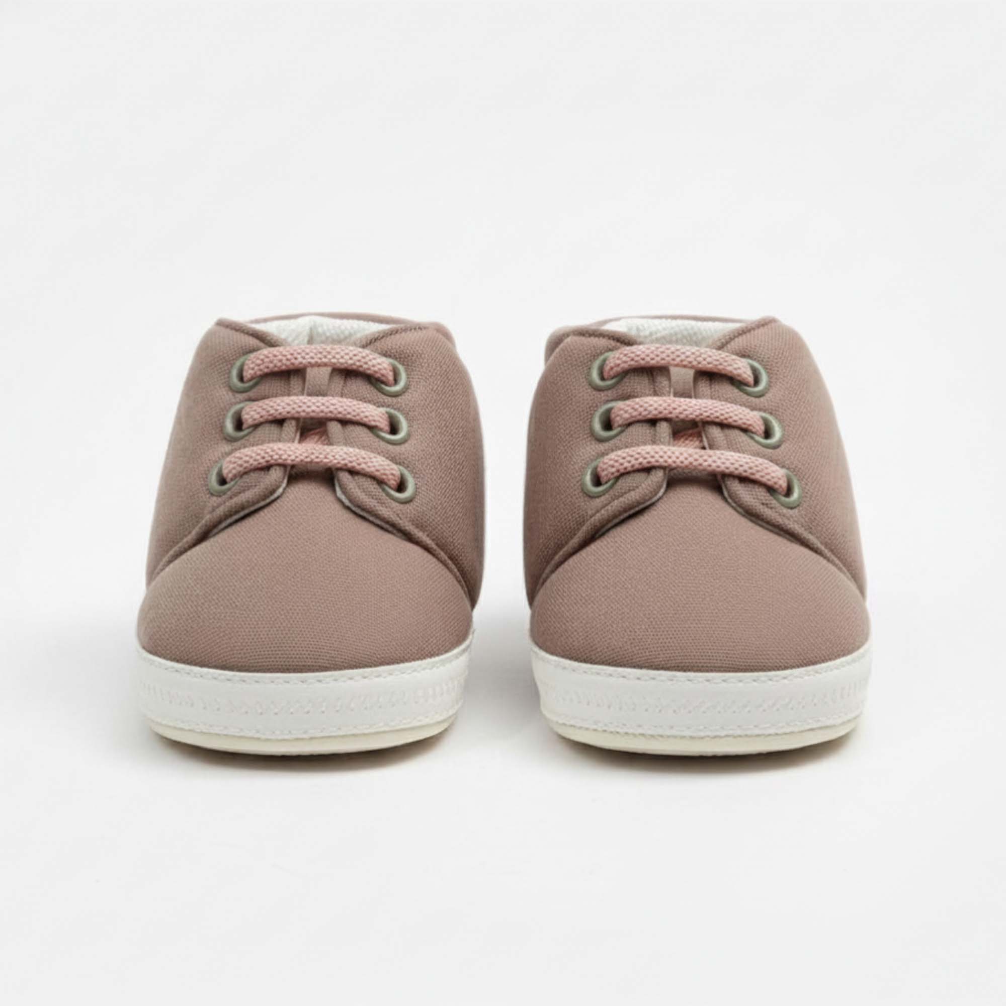 Baby Moo Stylish Lace-Up Comfy Velcro Sneakers Booties-Brown