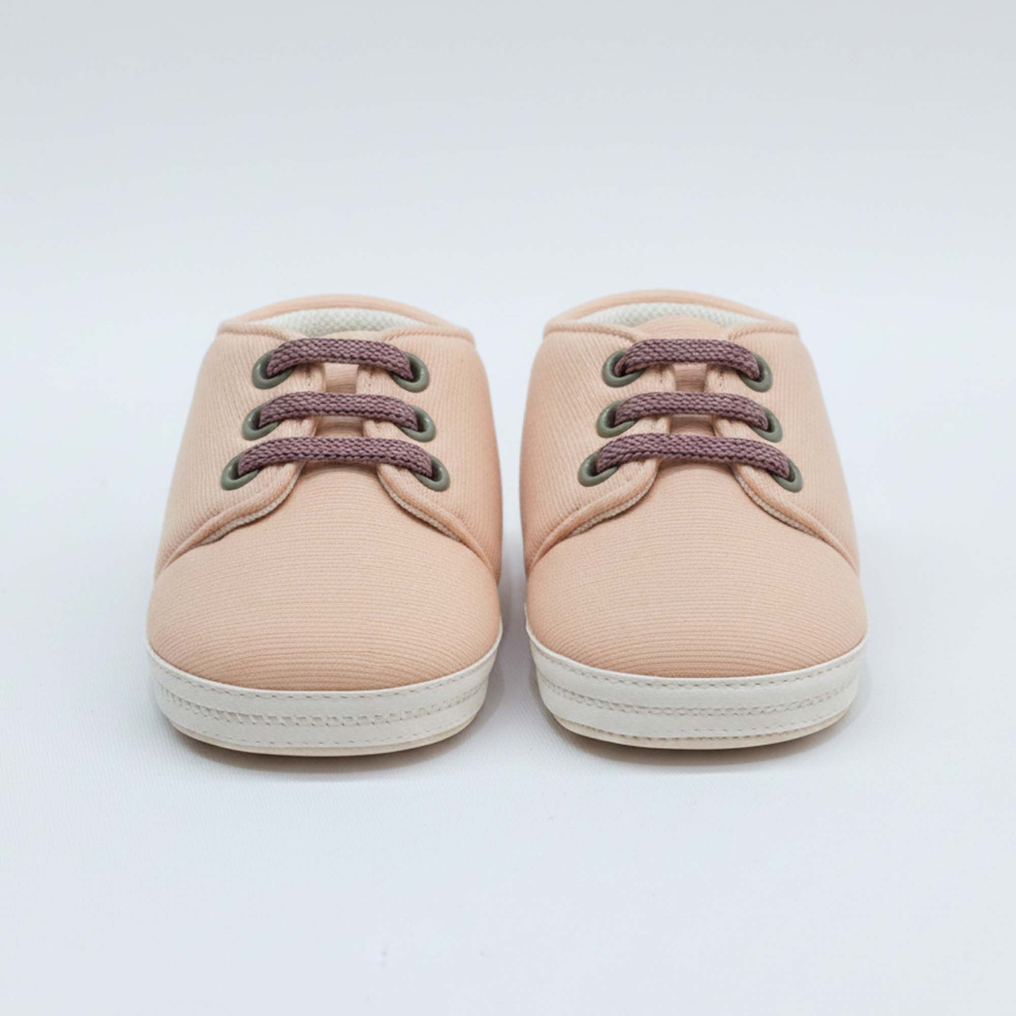 Baby Moo Stylish Lace-Up Comfy Velcro Sneakers Booties-Peach