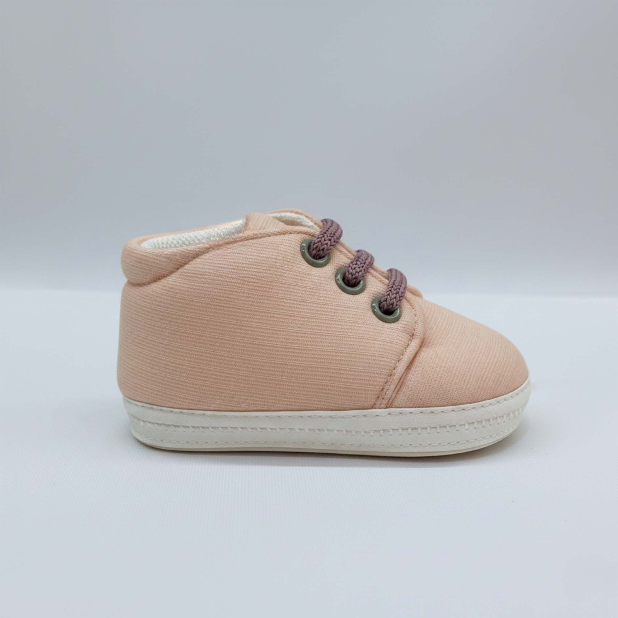 Baby Moo Stylish Lace-Up Comfy Velcro Sneakers Booties-Peach