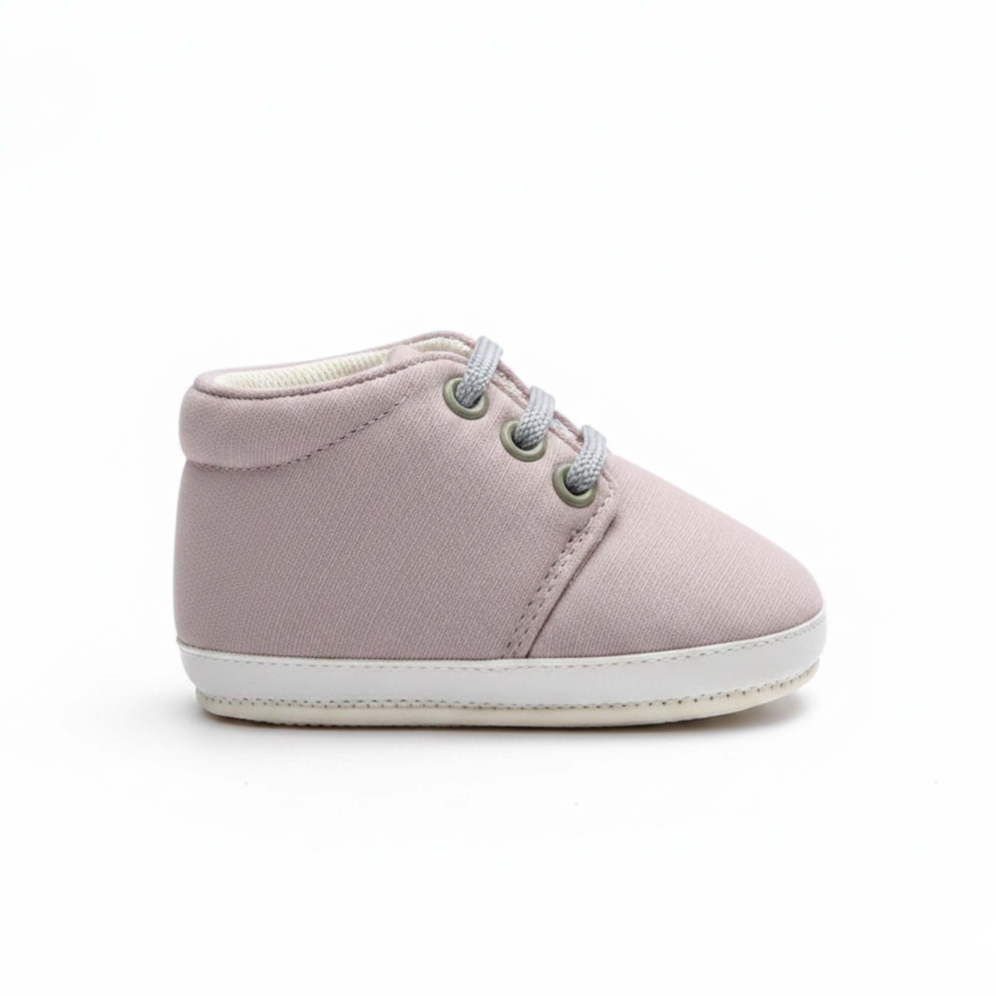 Baby Moo Stylish Lace-Up Comfy Velcro Sneakers Booties-Dusky Lavender