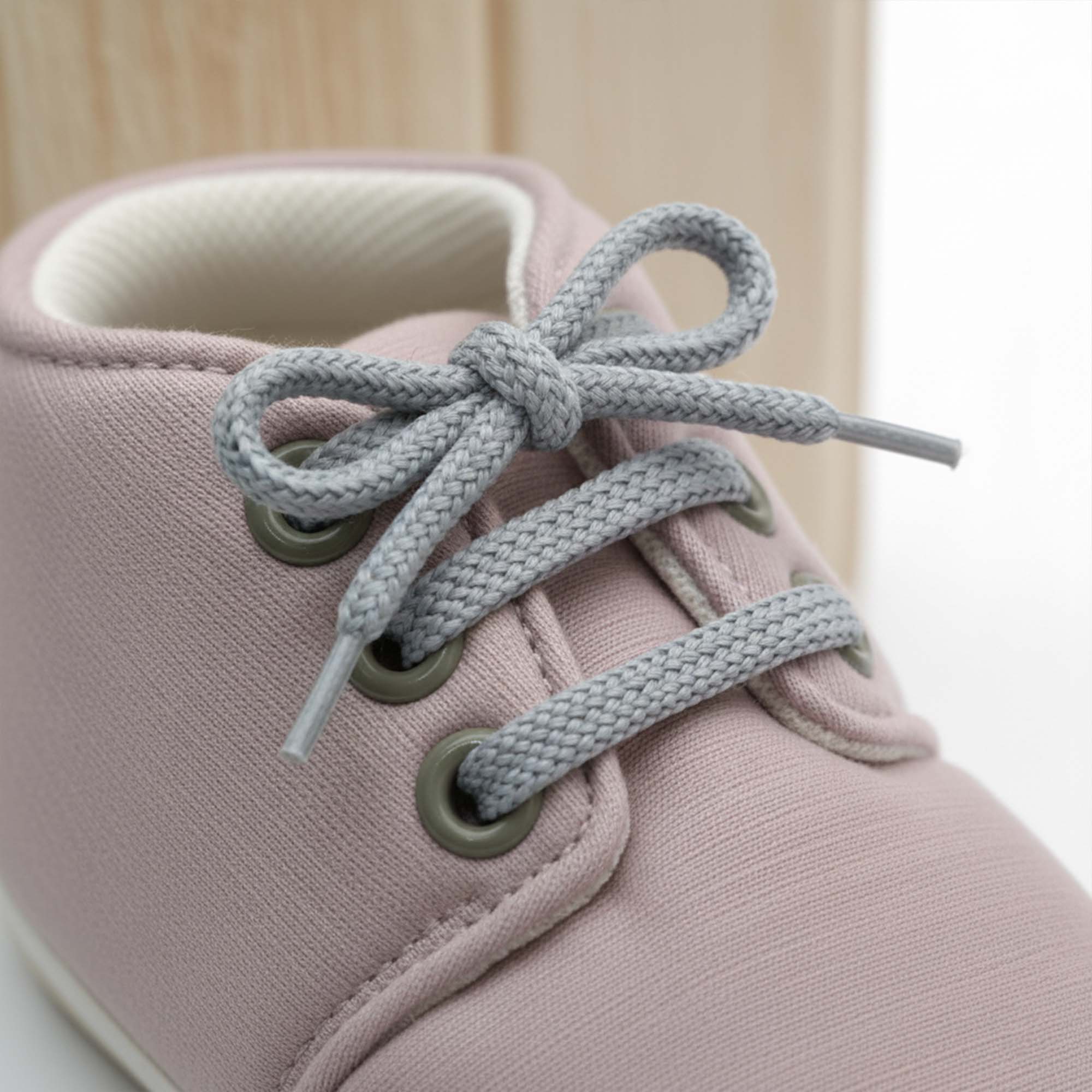 Baby Moo Stylish Lace-Up Comfy Velcro Sneakers Booties-Dusky Lavender
