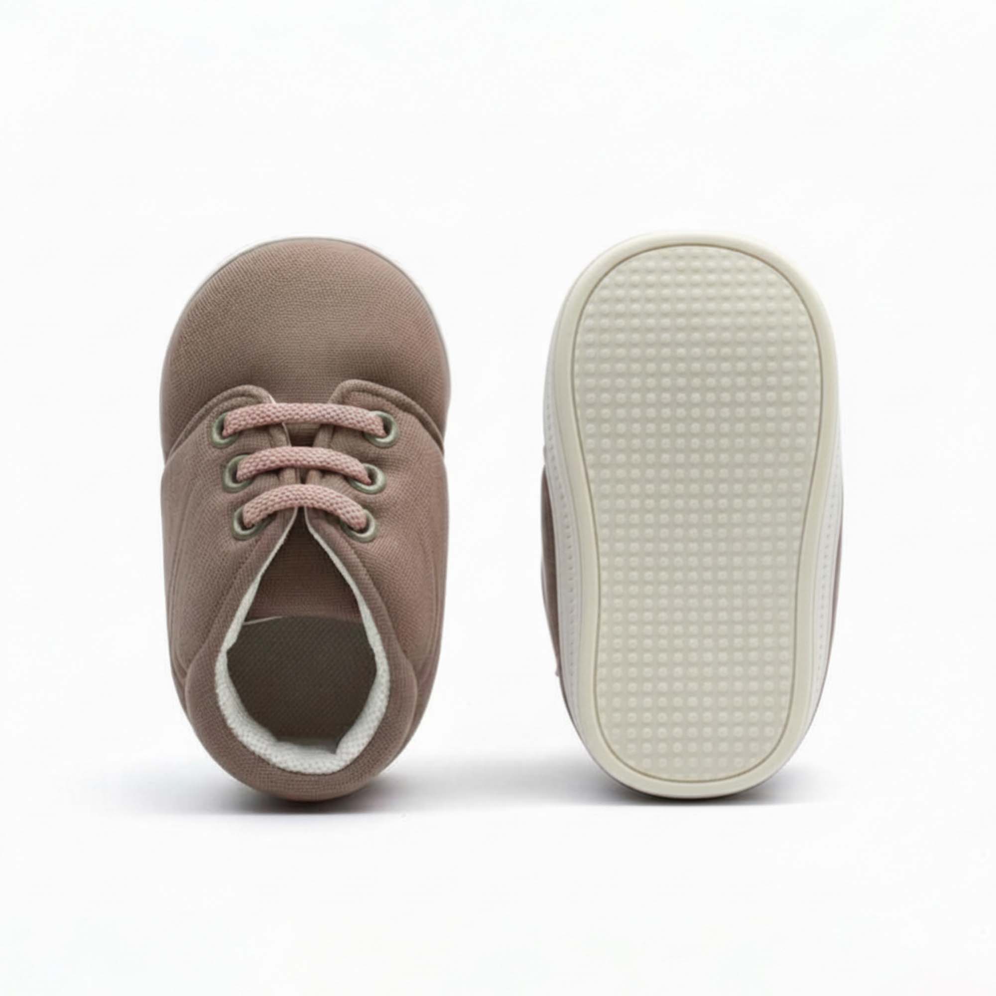 Baby Moo Stylish Lace-Up Comfy Velcro Sneakers Booties-Brown