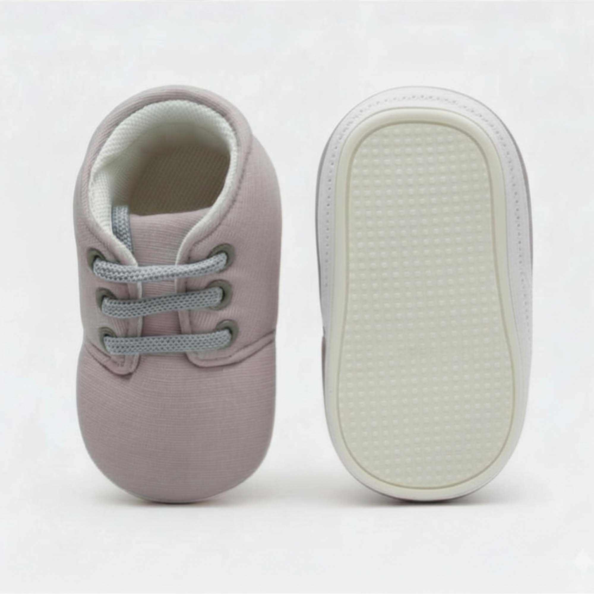 Baby Moo Stylish Lace-Up Comfy Velcro Sneakers Booties-Dusky Lavender