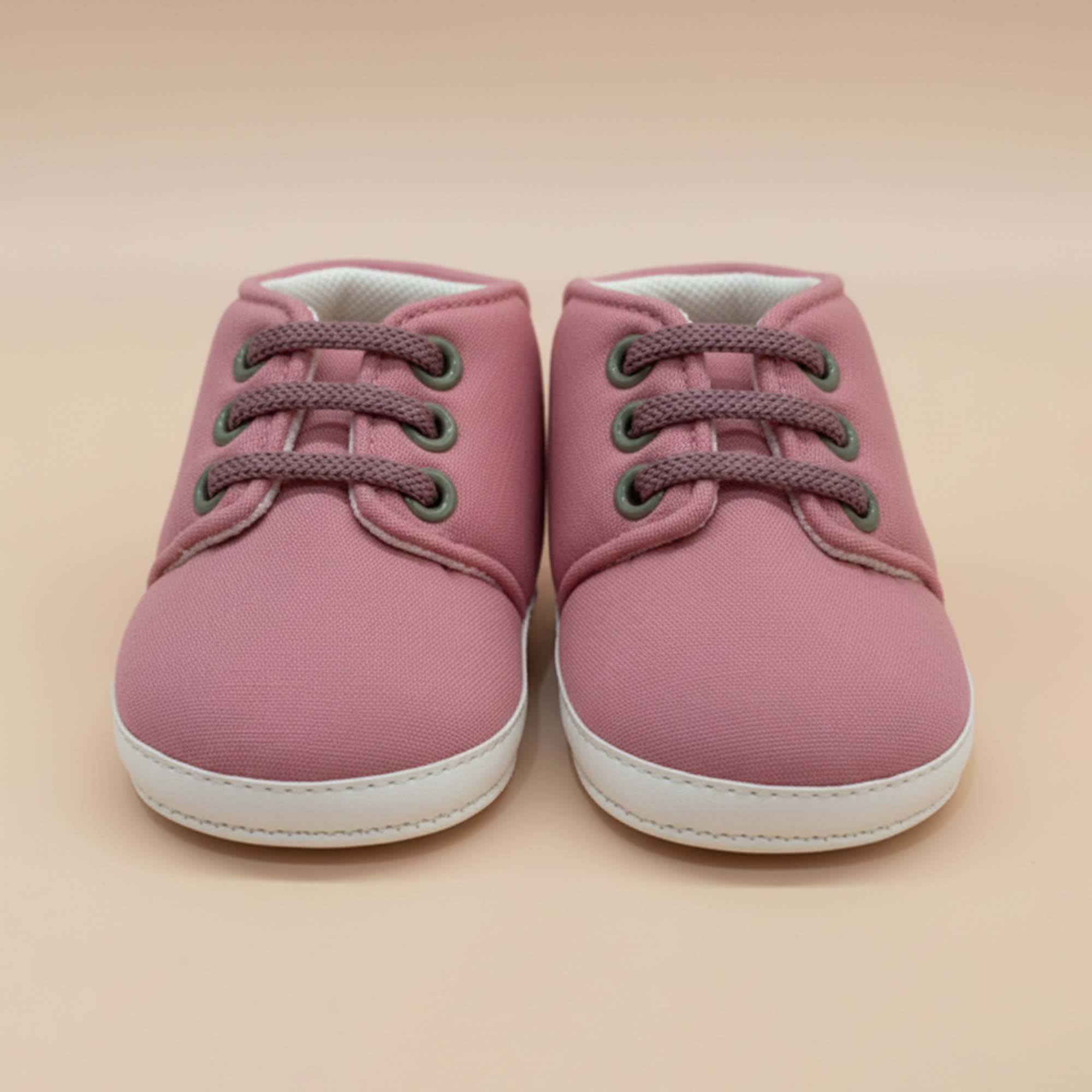Baby Moo Stylish Lace-Up Comfy Velcro Sneakers Booties-Pink