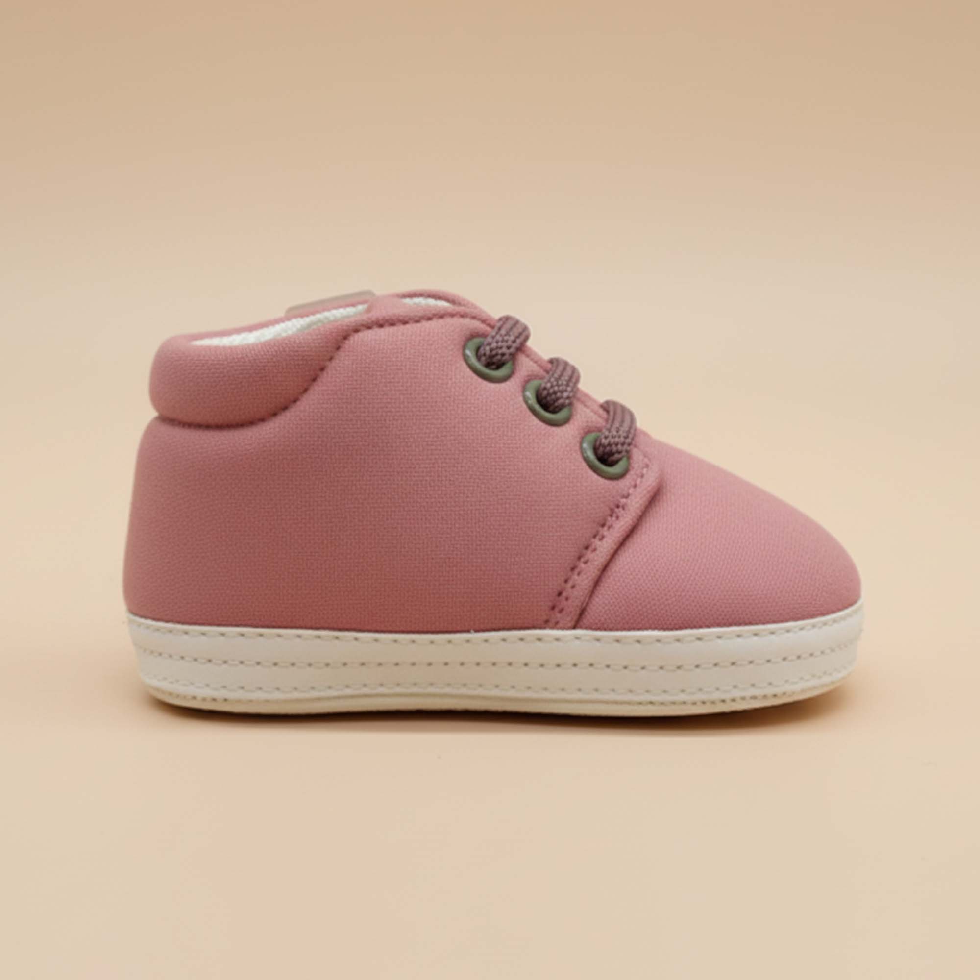 Baby Moo Stylish Lace-Up Comfy Velcro Sneakers Booties-Pink