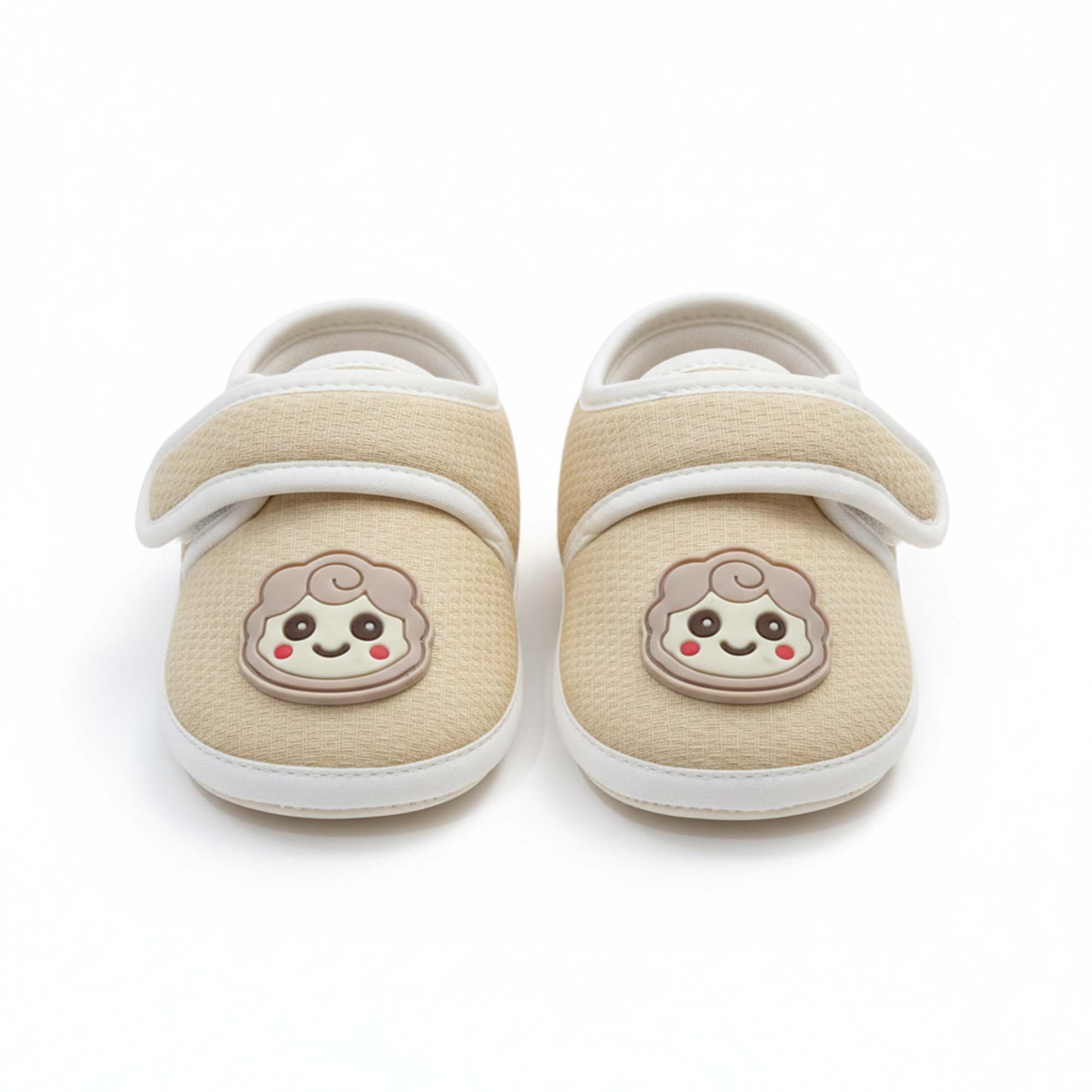 Baby Moo Lamb Velcro Strap Anti-Skid Sneakers Booties-Beige