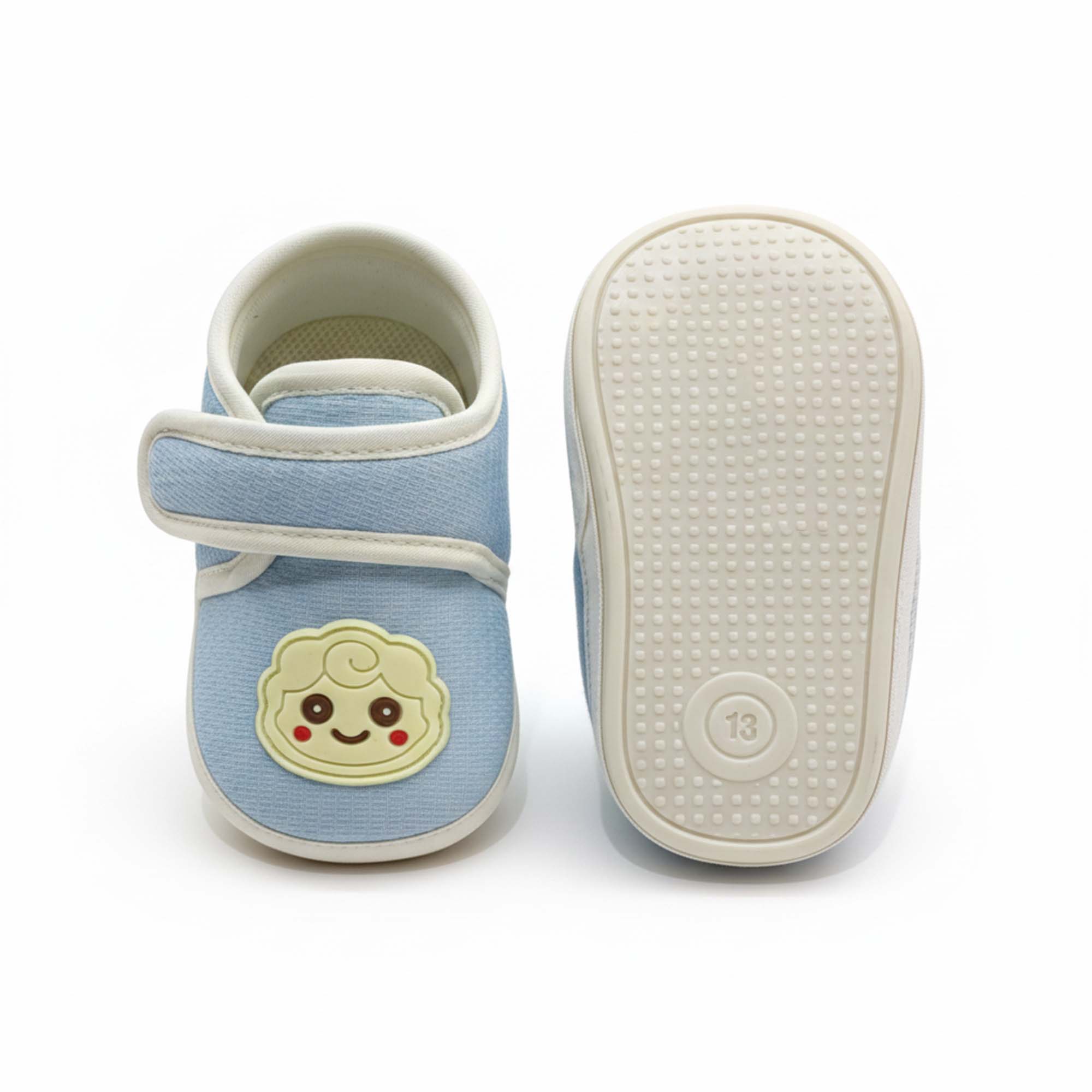 Baby Moo Lamb Velcro Strap Anti-Skid Sneakers Booties-Blue