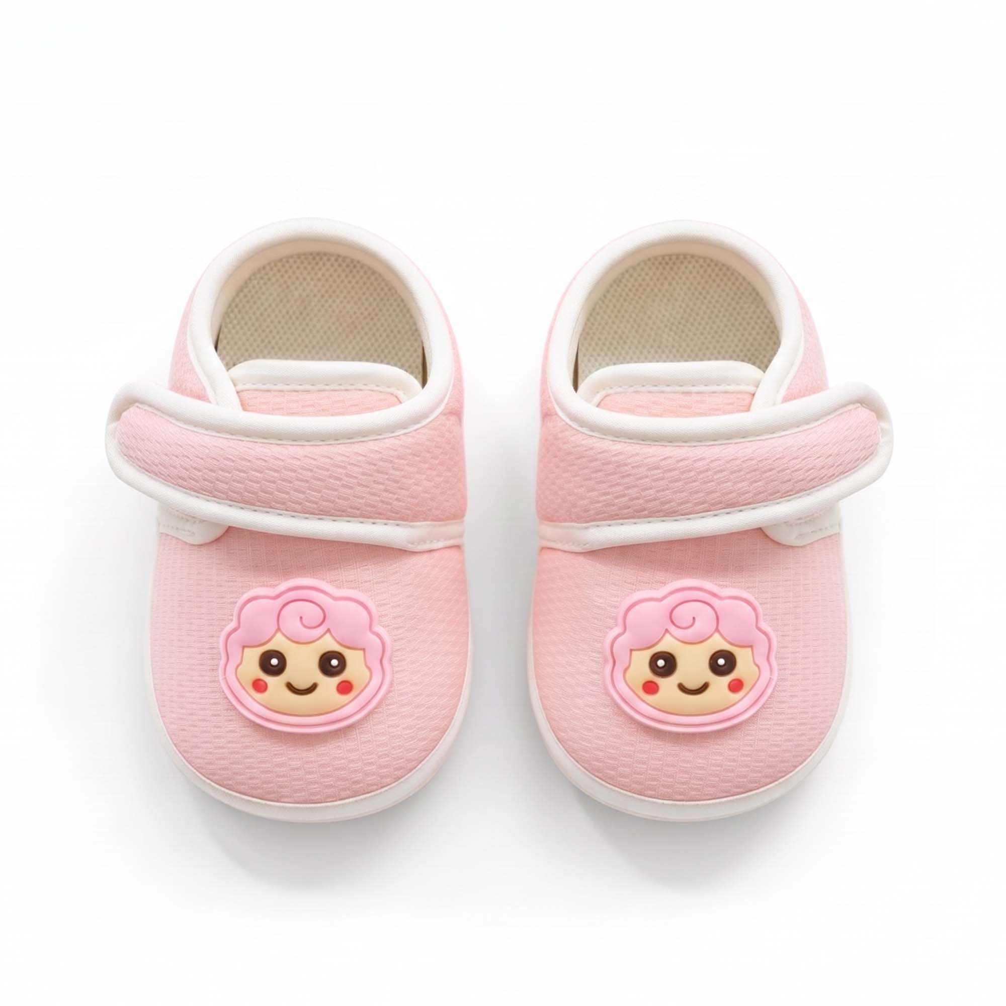 Baby Moo Lamb Velcro Strap Anti-Skid Sneakers Booties-Pink