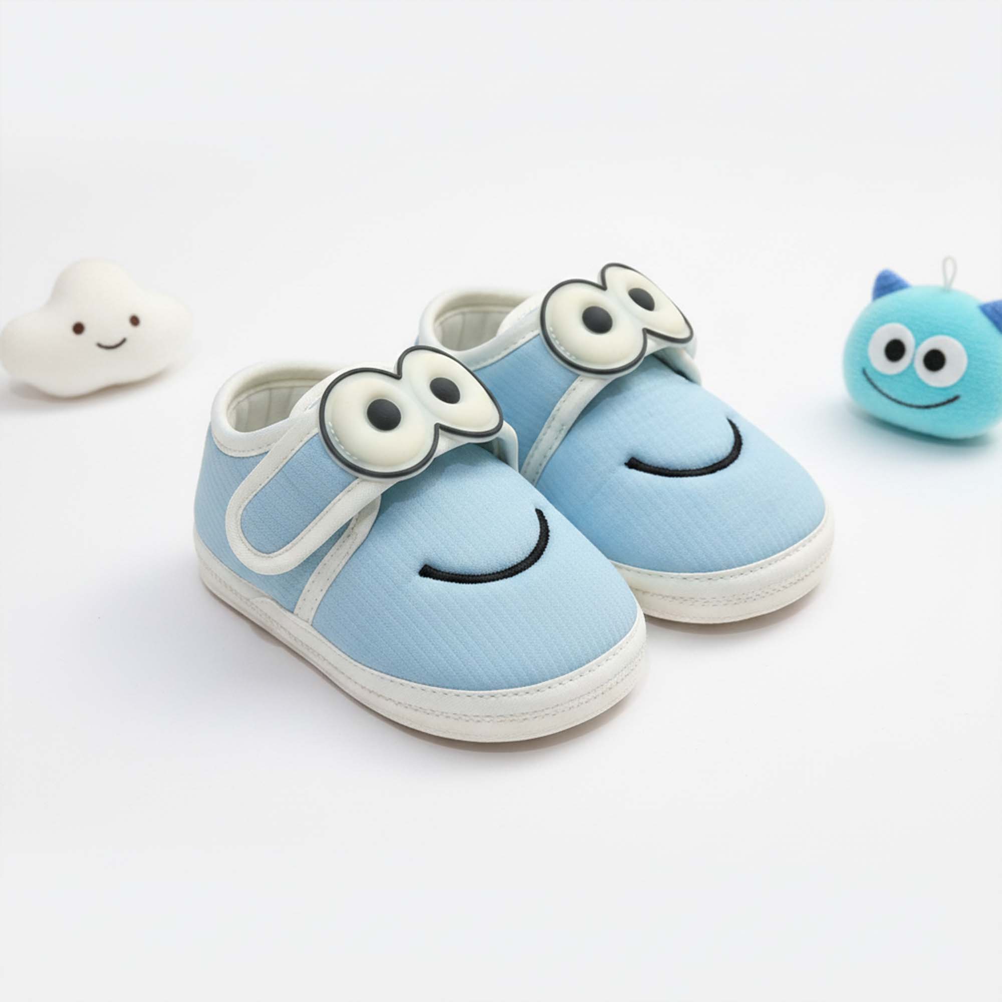 Baby Moo Minions Velcro Strap Anti-Skid Sneakers Booties-Blue
