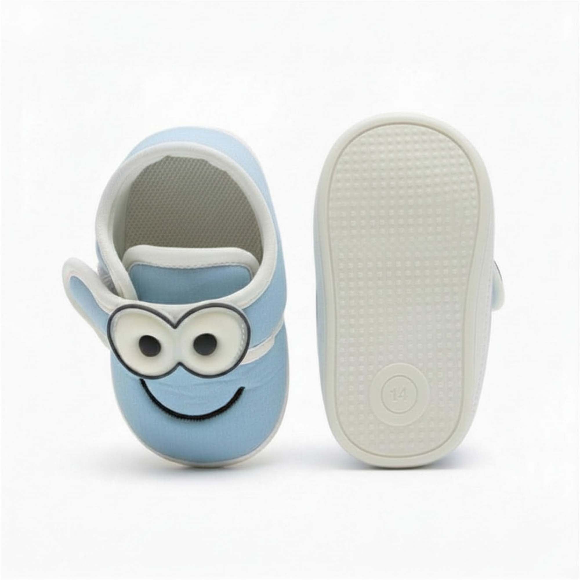 Baby Moo Minions Velcro Strap Anti-Skid Sneakers Booties-Blue