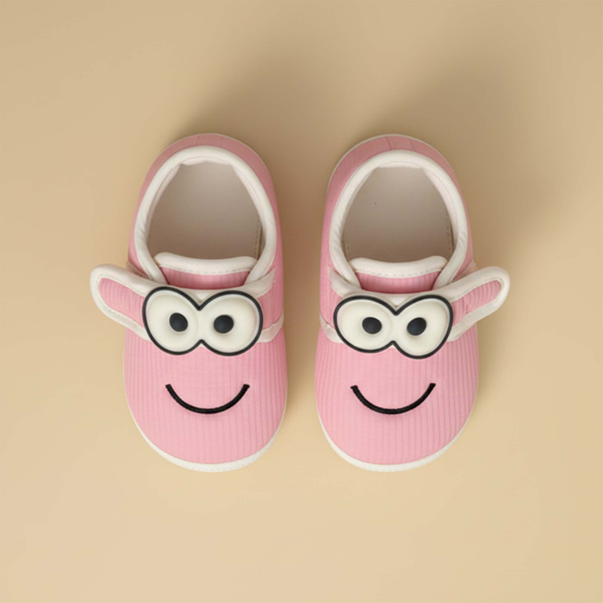 Baby Moo Minions Velcro Strap Anti-Skid Sneakers Booties-Pink
