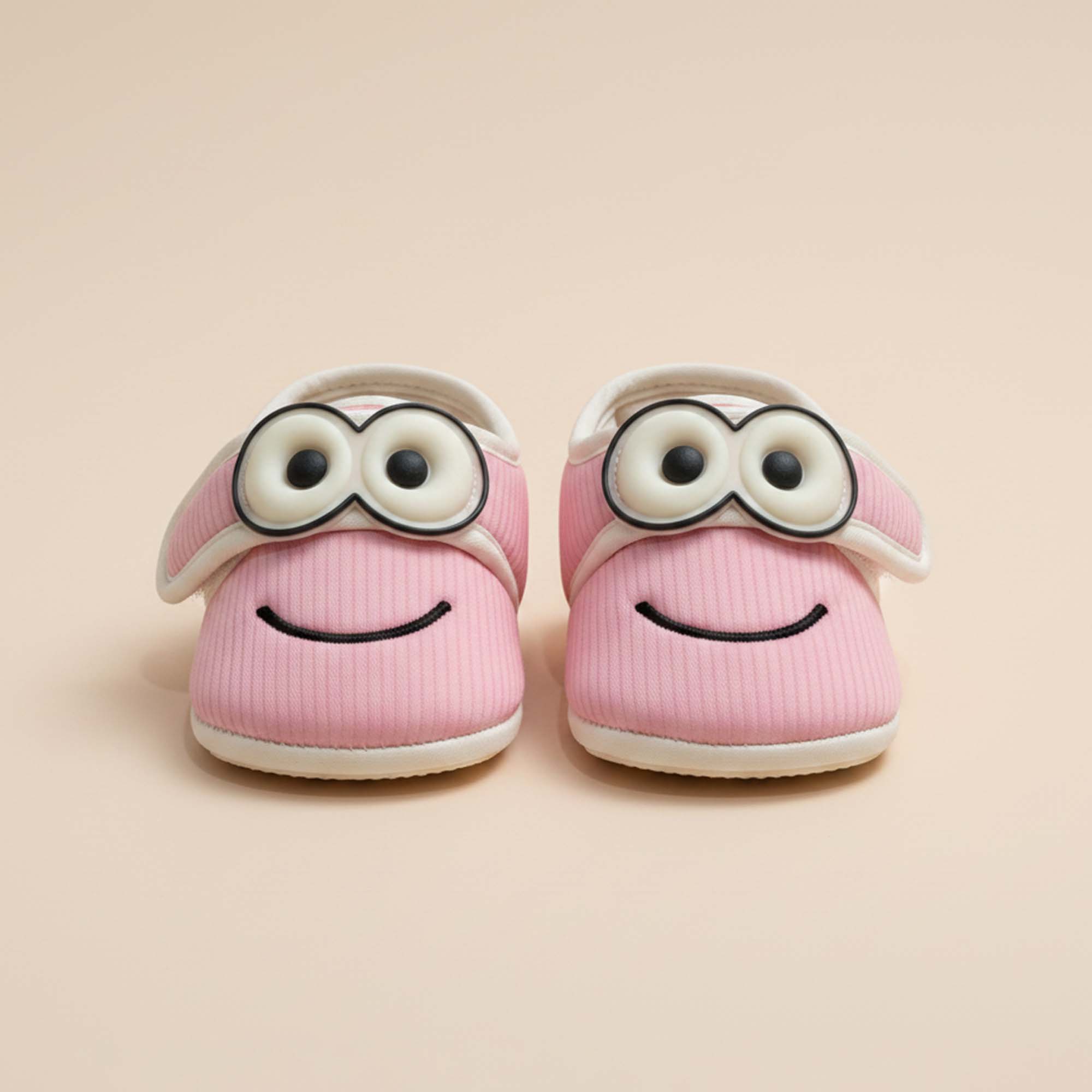 Baby Moo Minions Velcro Strap Anti-Skid Sneakers Booties-Pink