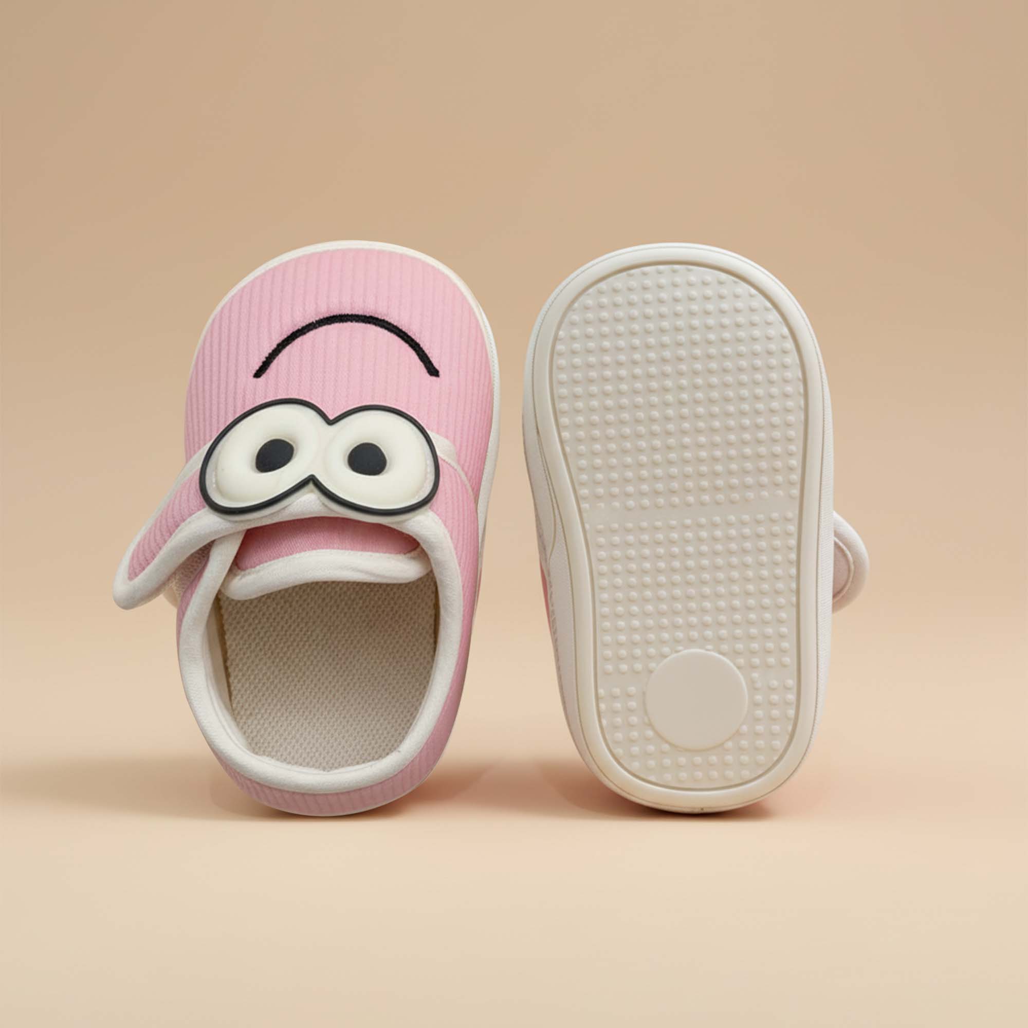 Baby Moo Minions Velcro Strap Anti-Skid Sneakers Booties-Pink