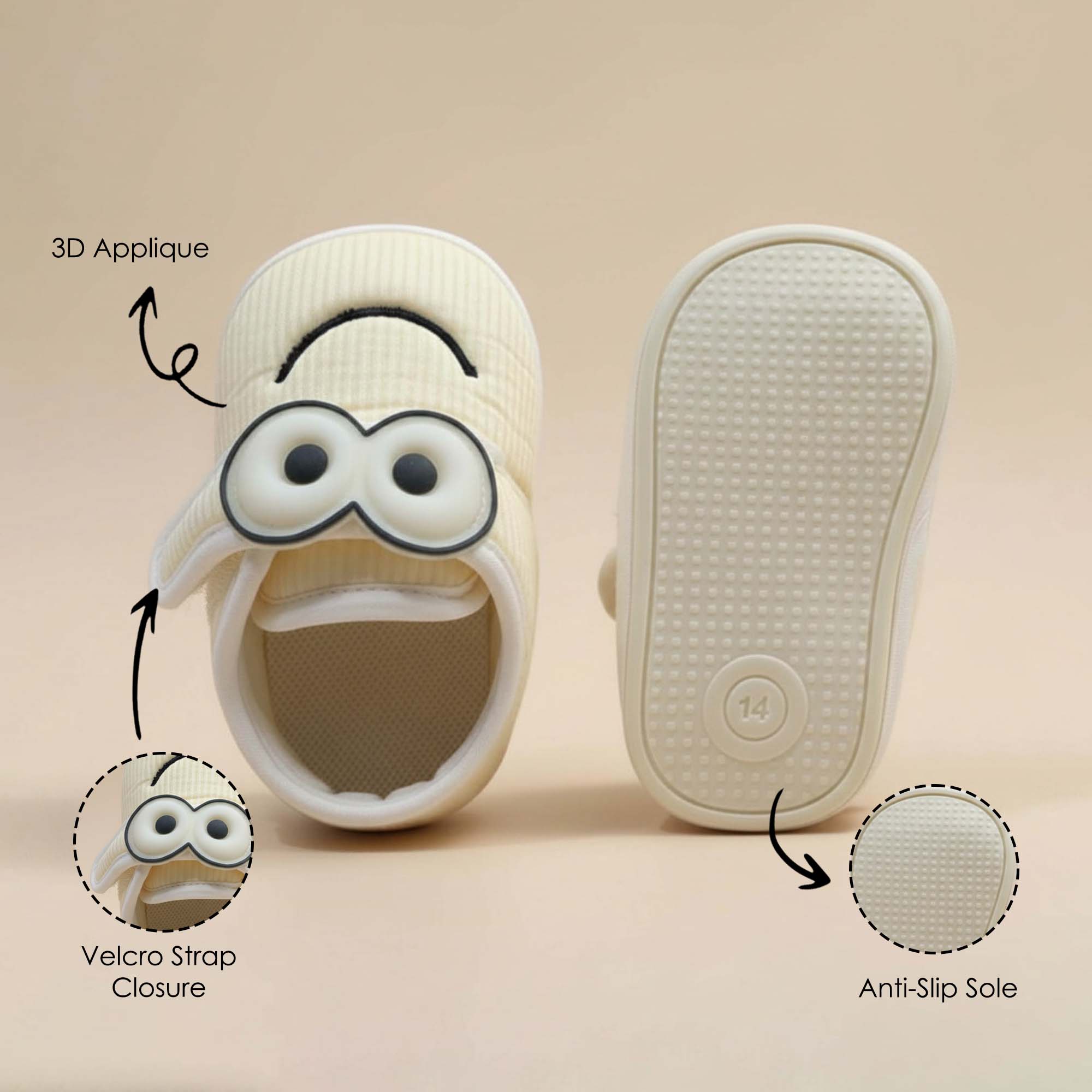 Baby Moo Minions Velcro Strap Anti-Skid Sneakers Booties-Yellow