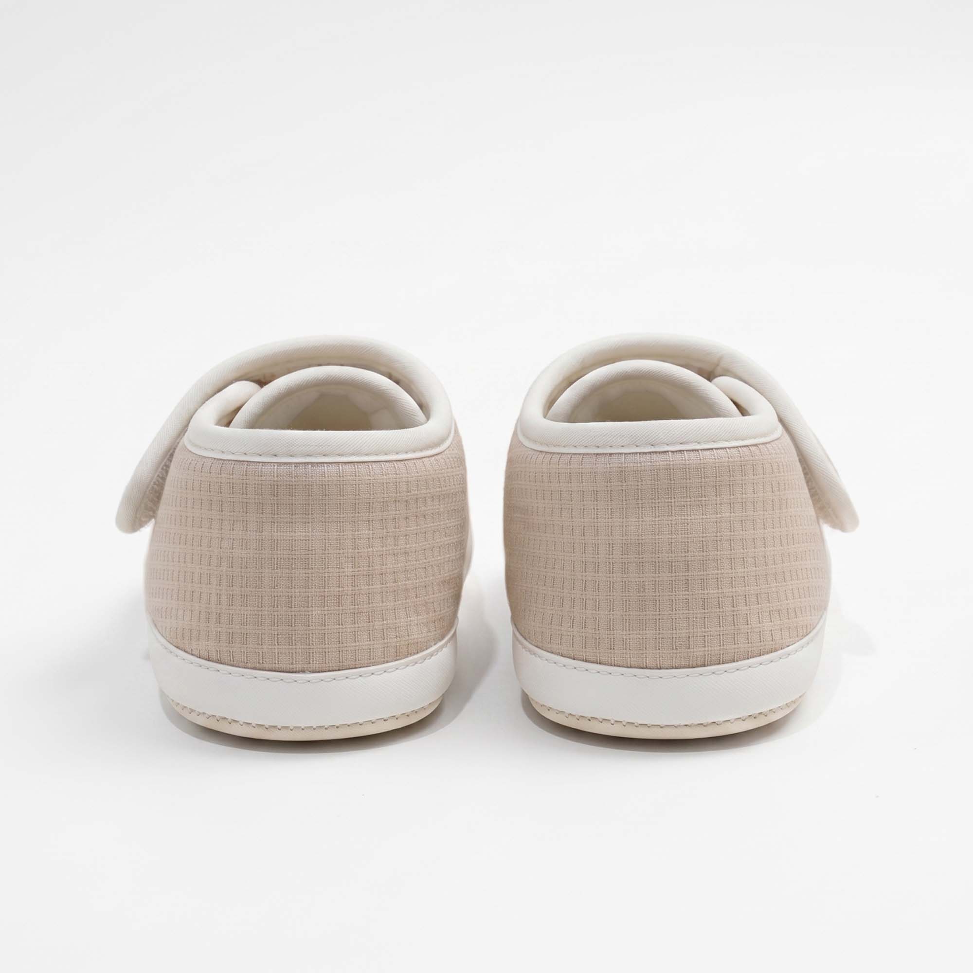 Baby Moo Teddy Velcro Strap Anti-Skid Sneakers Booties-Beige