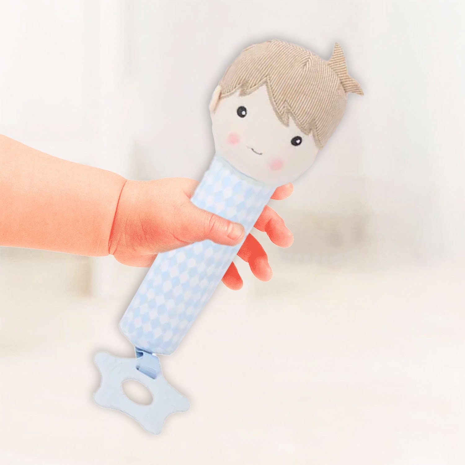 Baby Moo Handsome Explorer Squeaker With Teether Handheld Rattle Toy - Blue