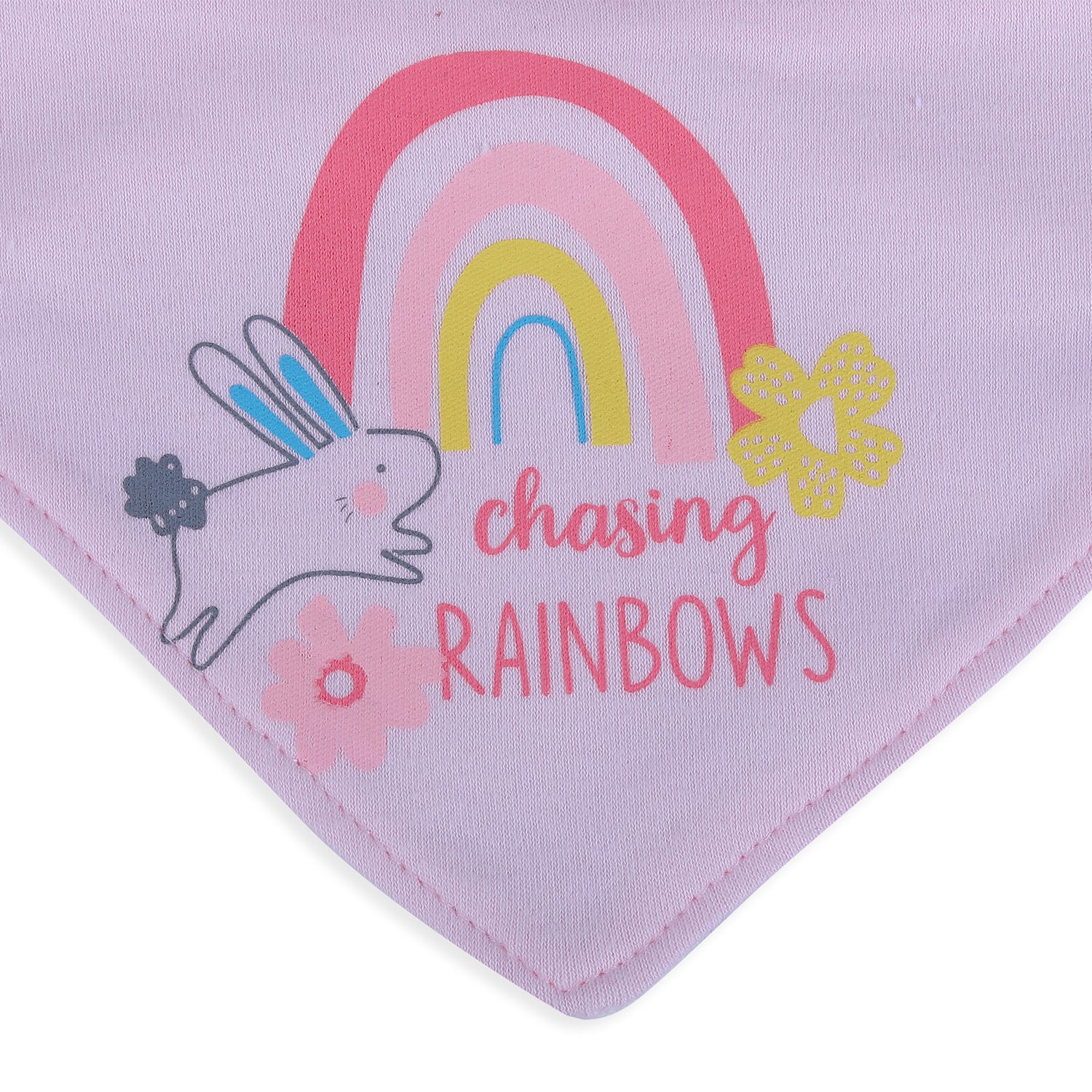 Baby Moo Bunny Chasing Rainbow  Cotton 3 Pack Bandana Bibs - Pink - Baby Moo
