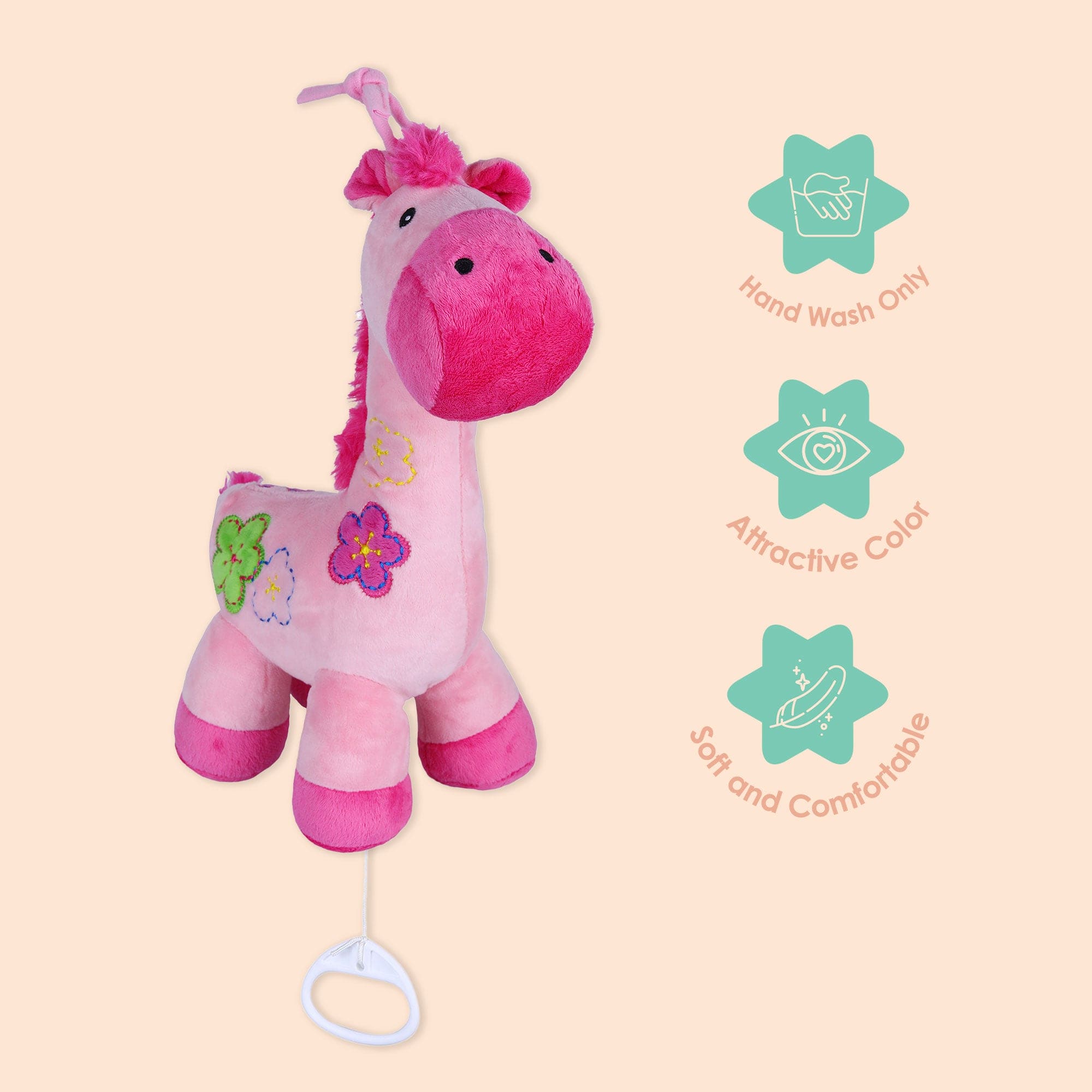 Pony Bed Hanging Musical Pulling Toy - Pink