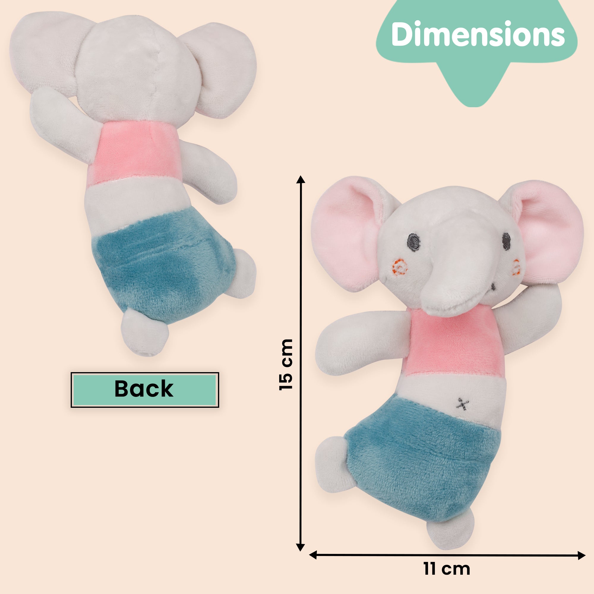 Dancing Elephant White Handheld Rattle Toy