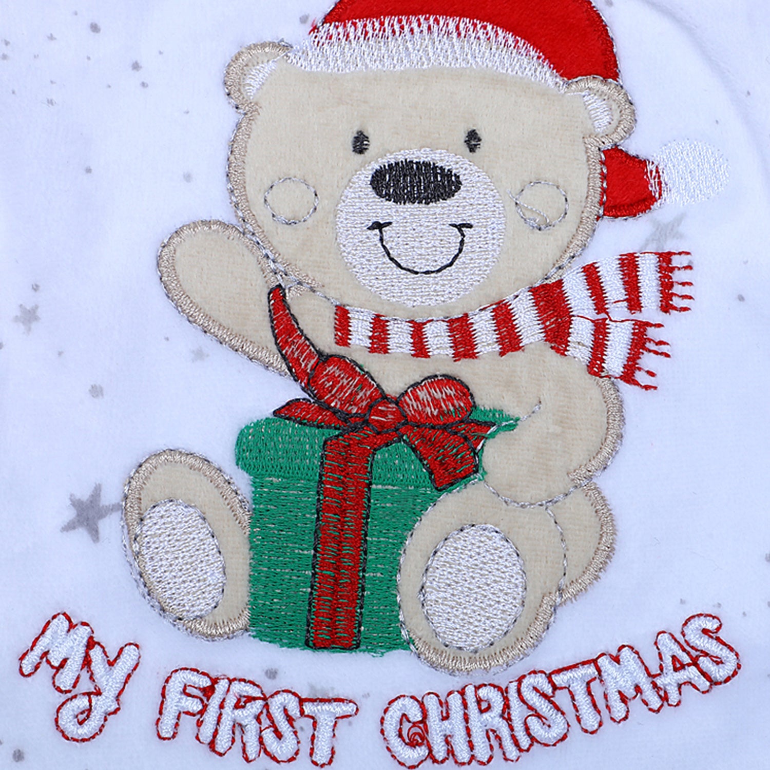 Santa's Favourite Infant Full Sleeves Snap Button Bodysuit Romper - White