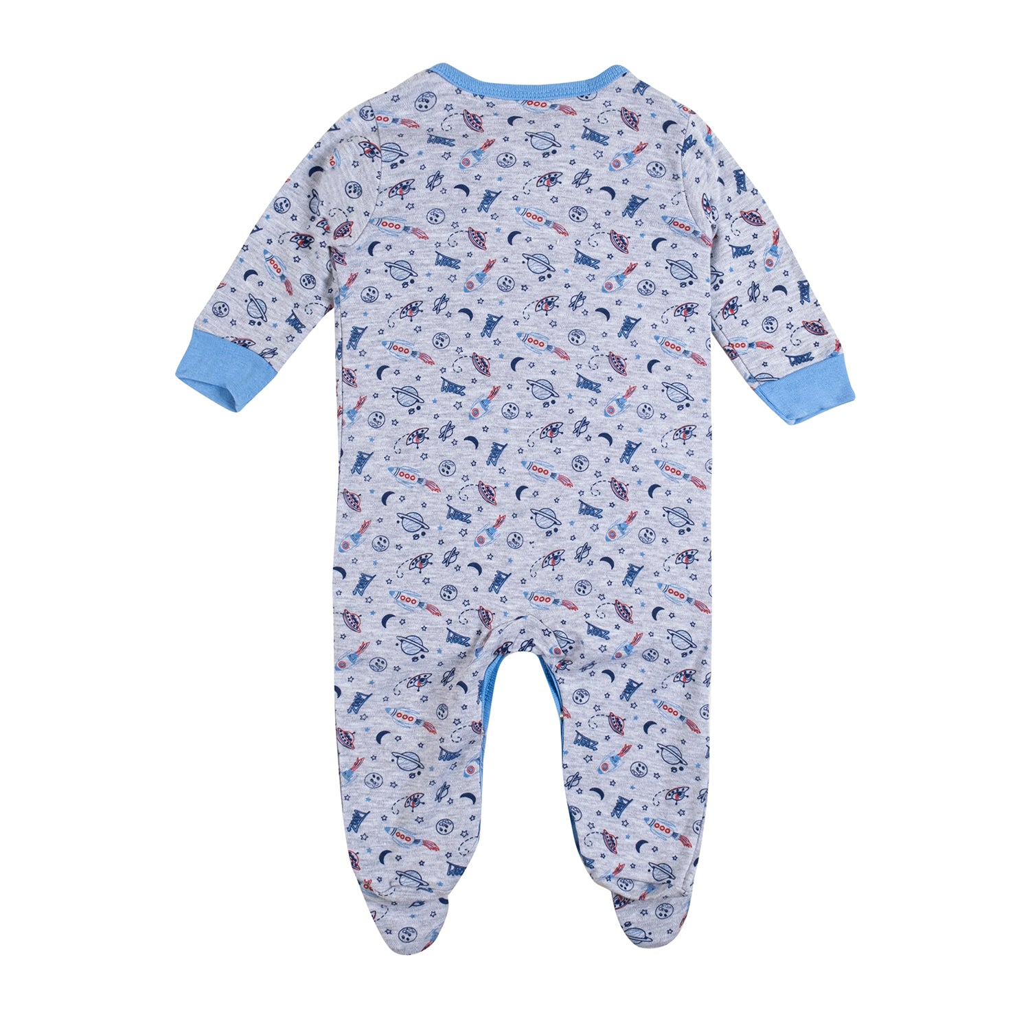 Baby Moo Chandrayaan Gift Set 6 Piece With Bodysuits, Pyjama, Cap, Bib And Socks - Blue