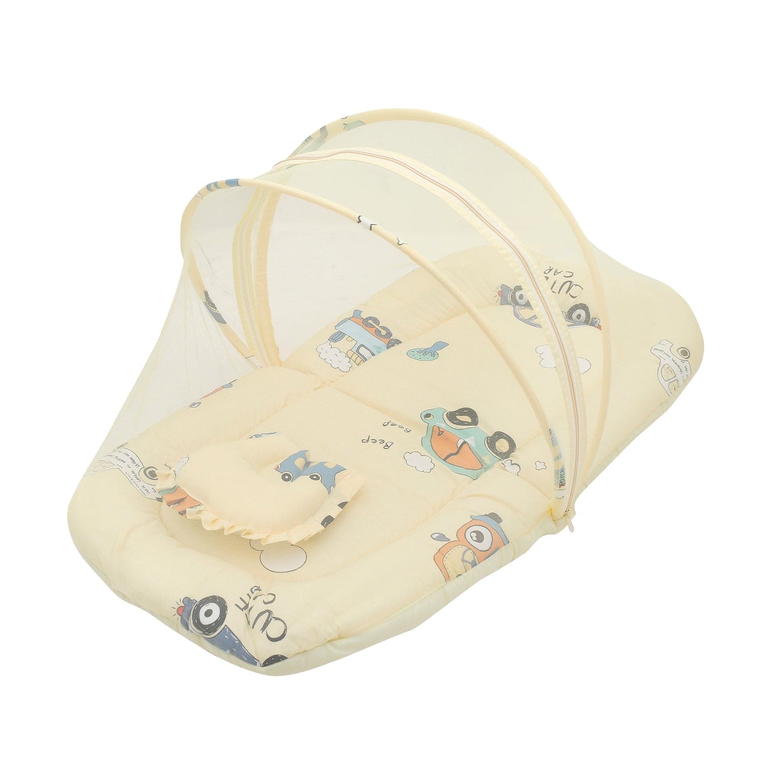 Mosquito Net Tent Mattress Set With Neck Pillow Vintage Ride Yellow