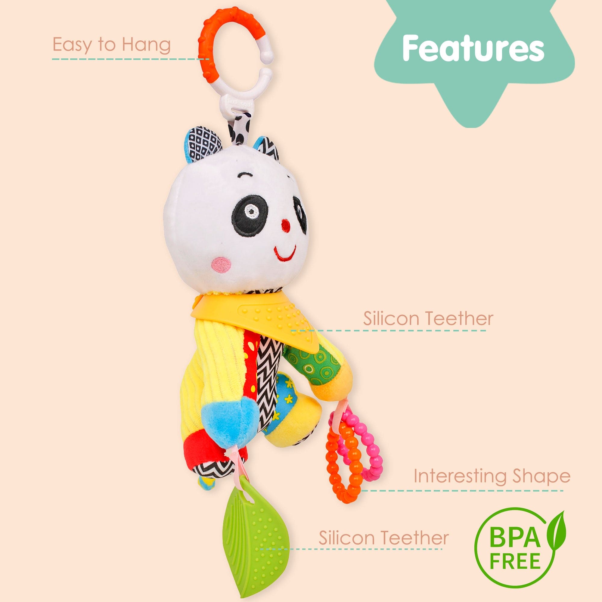 Panda White Premium Hanging Toy With Teether