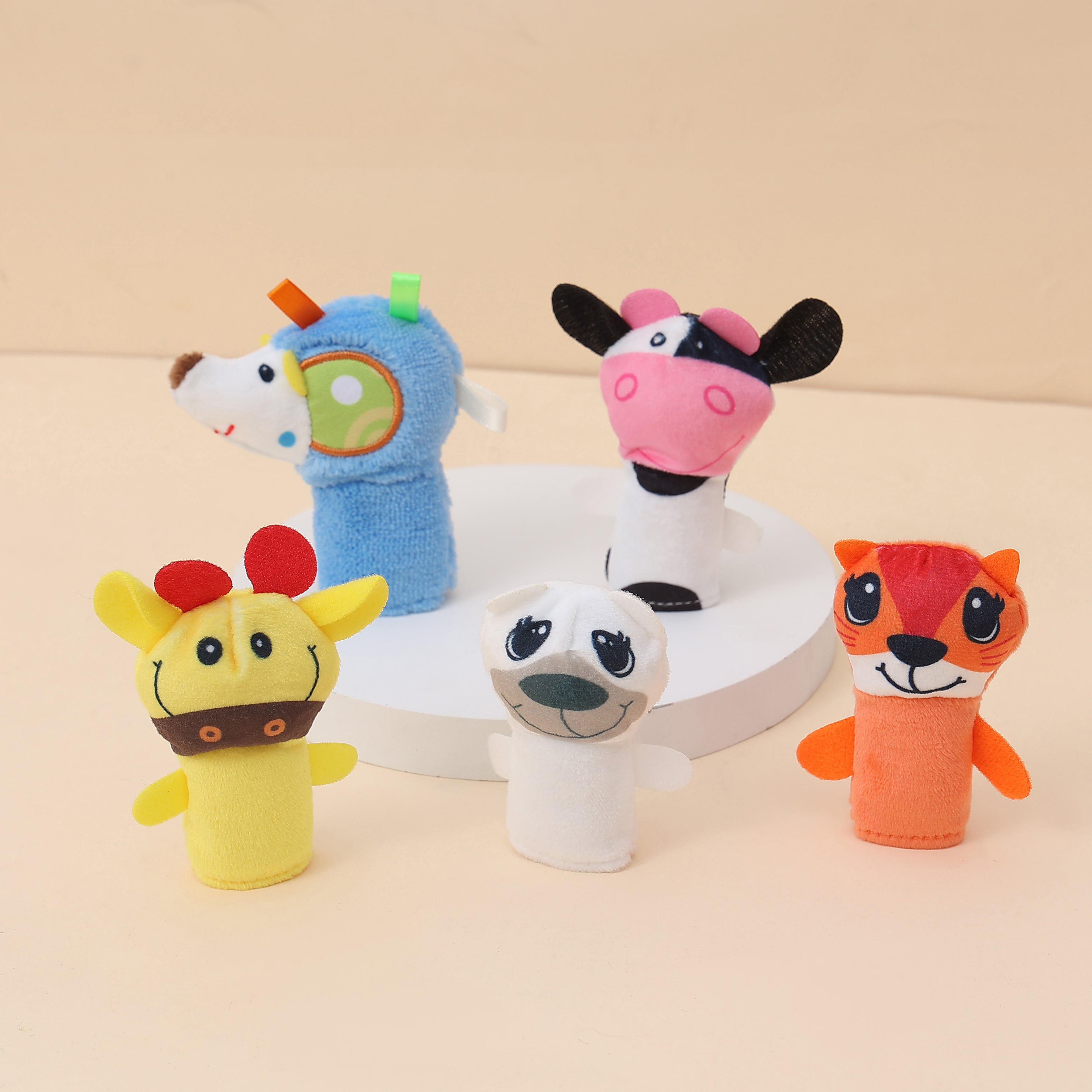 Baby Moo Animal Buddies Play Time Pack of 5 Plush Storytelling  Finger Puppets - Multicolour