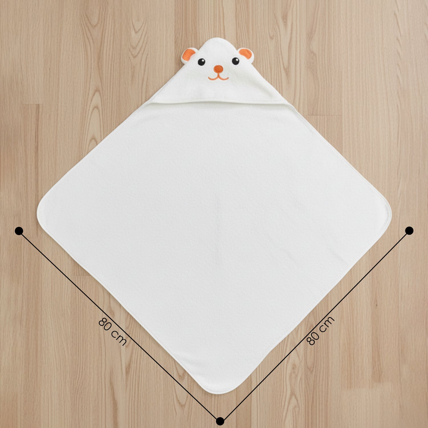 Baby Moo Cute Animal 3D Absorbent Hooded Towel - White And Brown