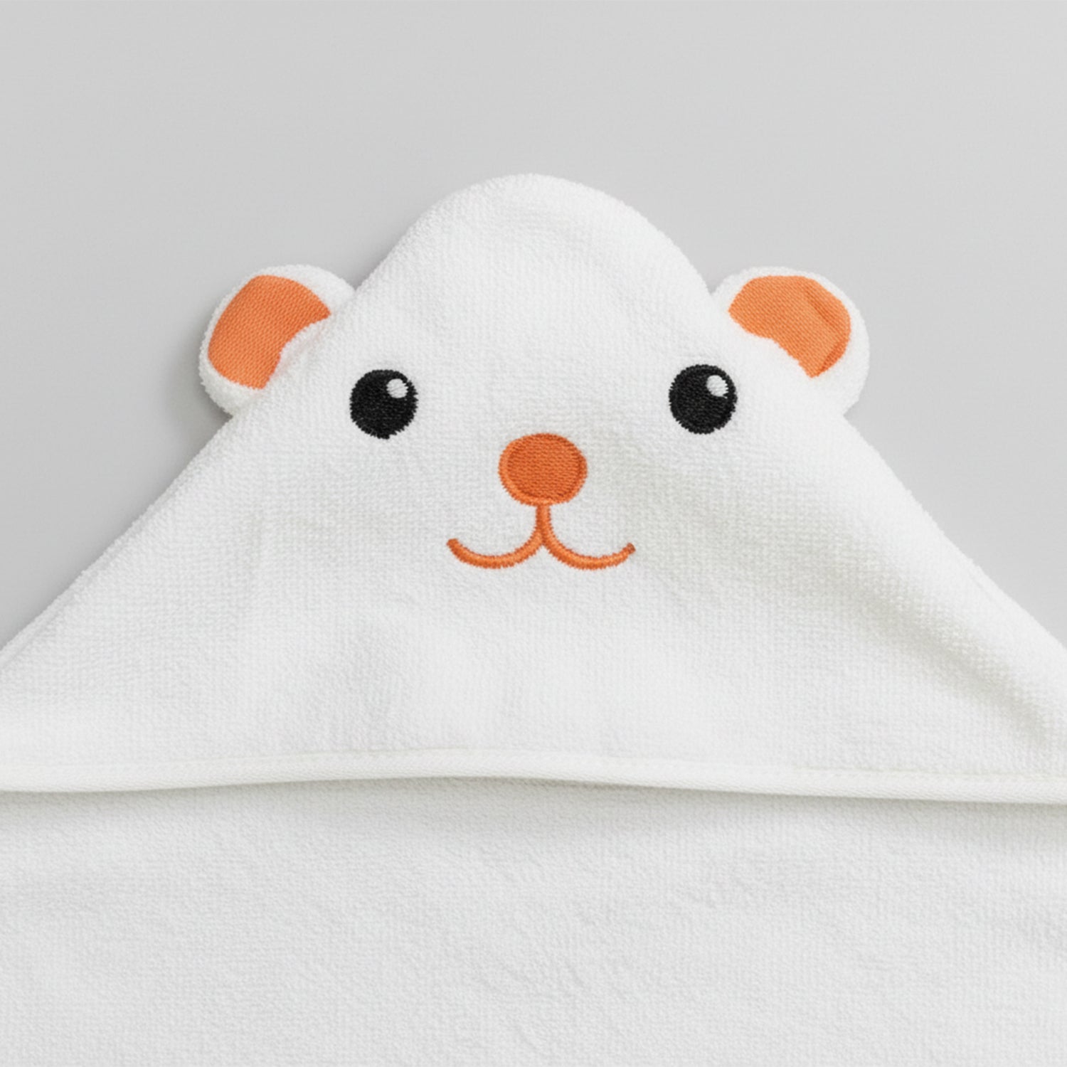 Baby Moo Cute Animal 3D Absorbent Hooded Towel - White And Brown