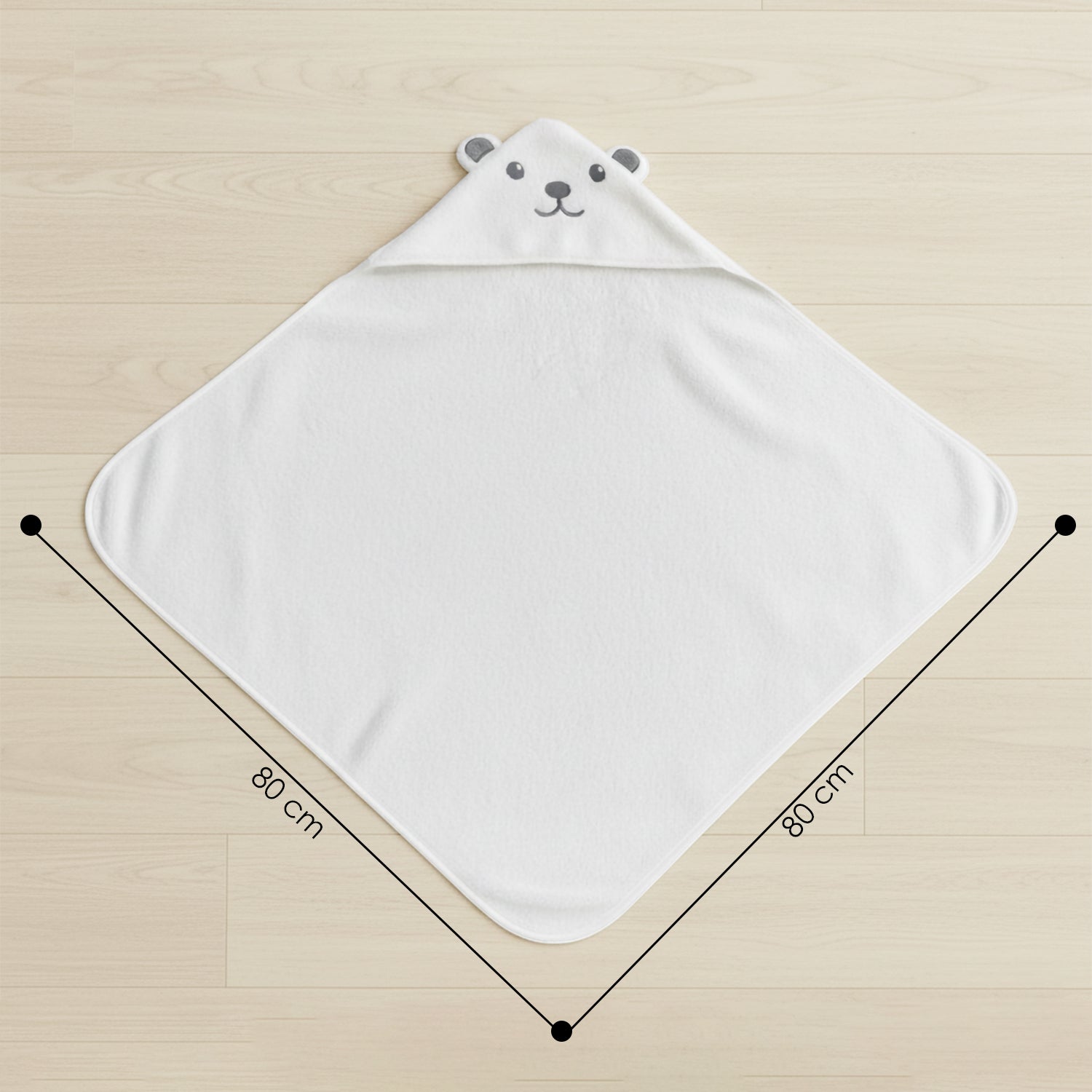 Baby Moo Cute Animal 3D Absorbent Hooded Towel - White And Grey