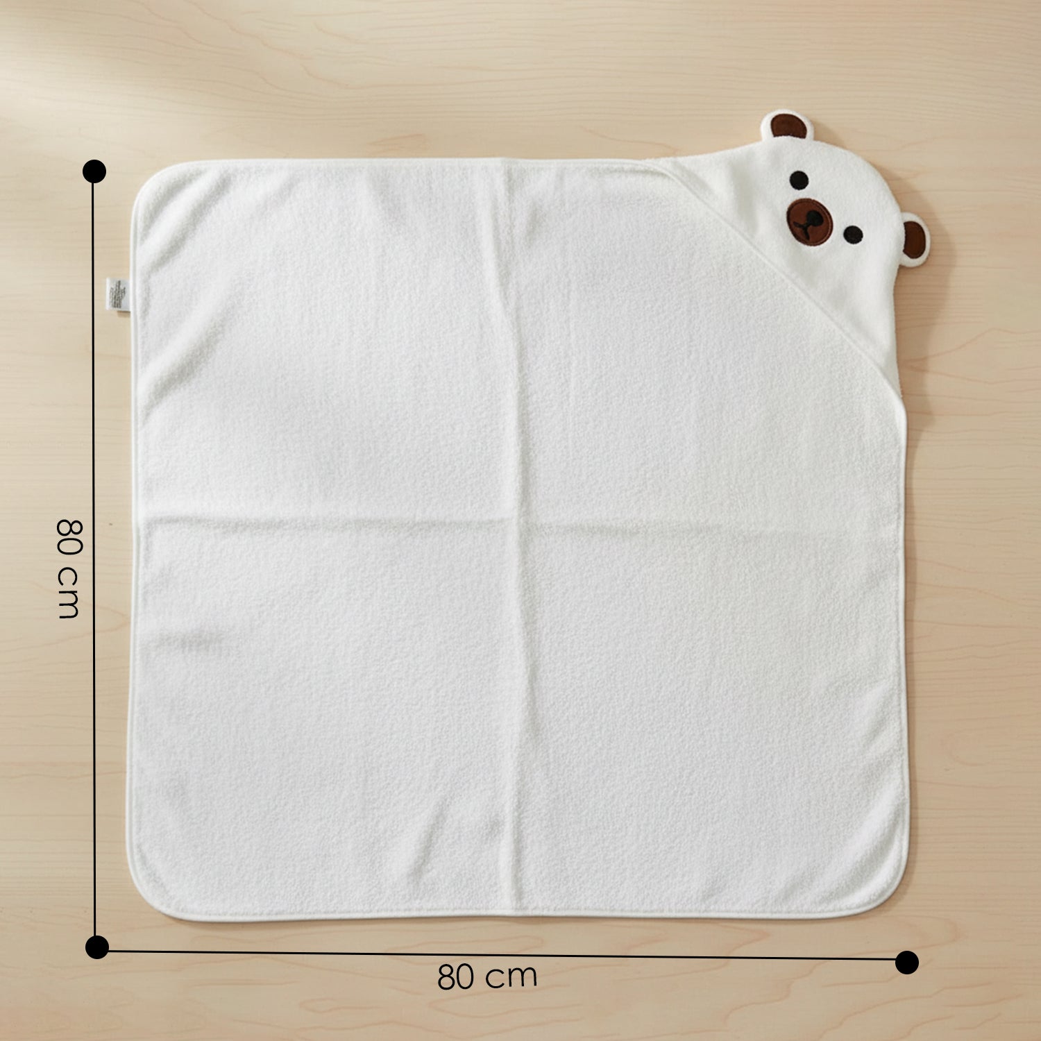 Baby Moo Little Bear 3D Absorbent Hooded Towel - White
