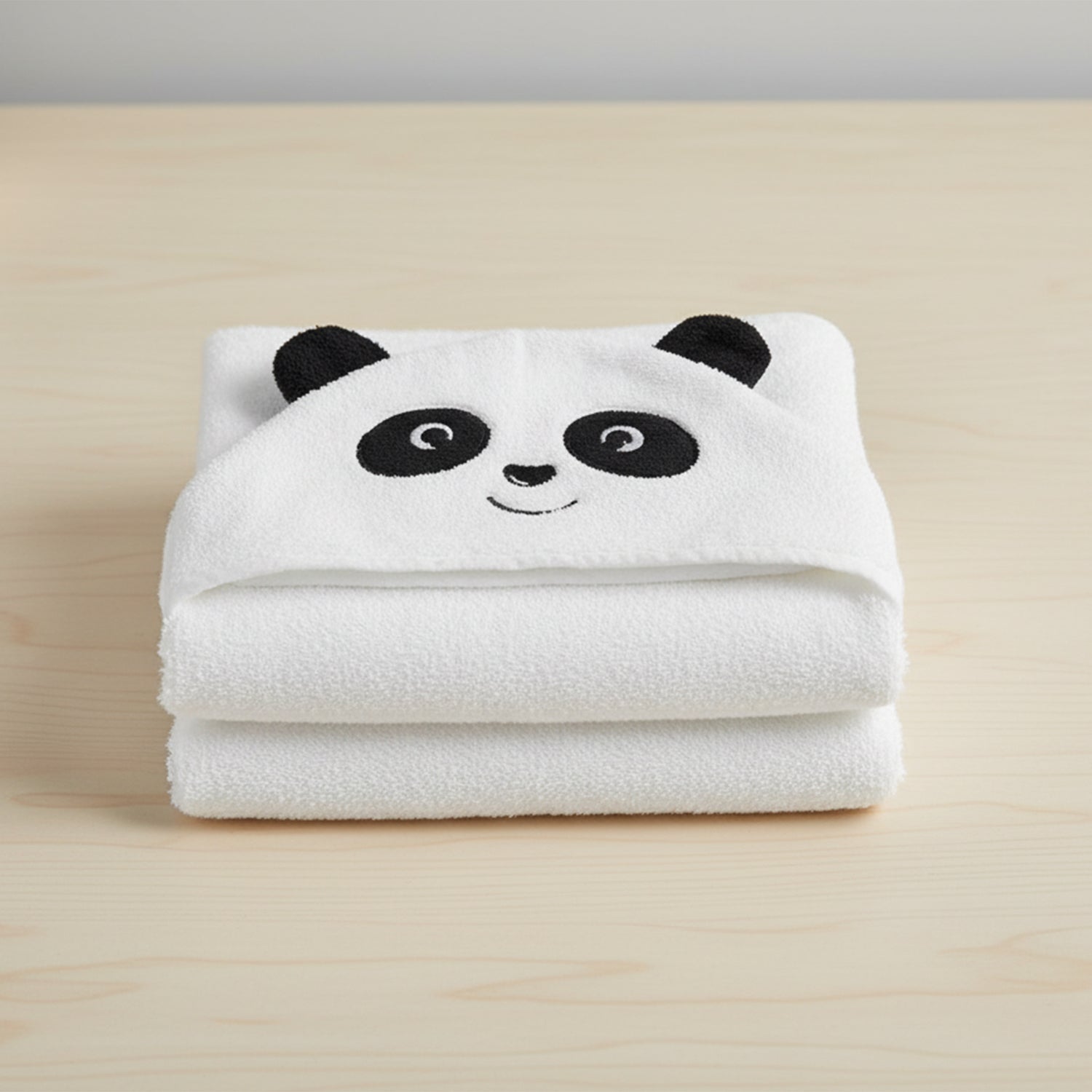 Baby Moo Plushy Panda 3D Absorbent Hooded Towel - White
