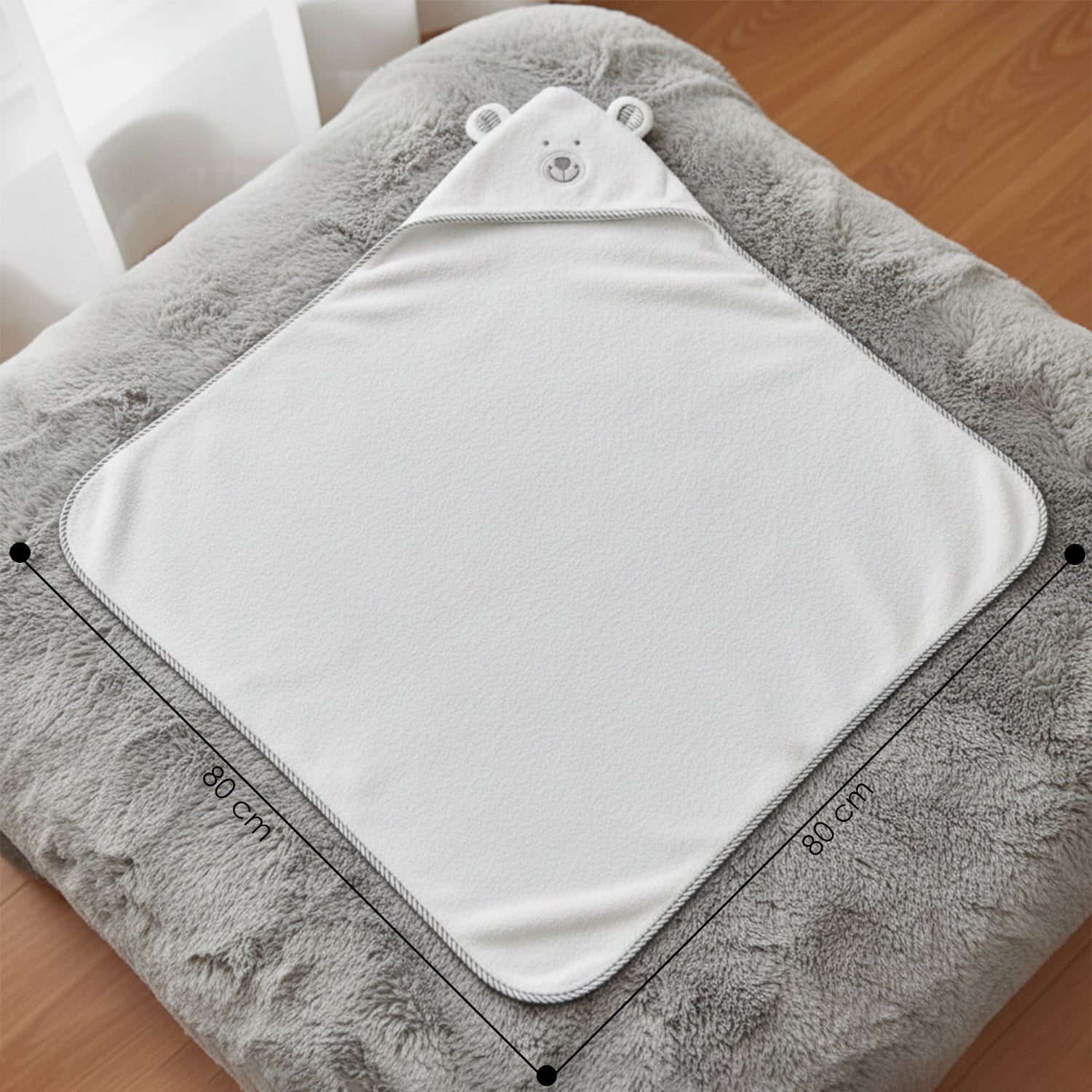 Baby Moo Polar Bear 3D Absorbent Hooded Towel - White