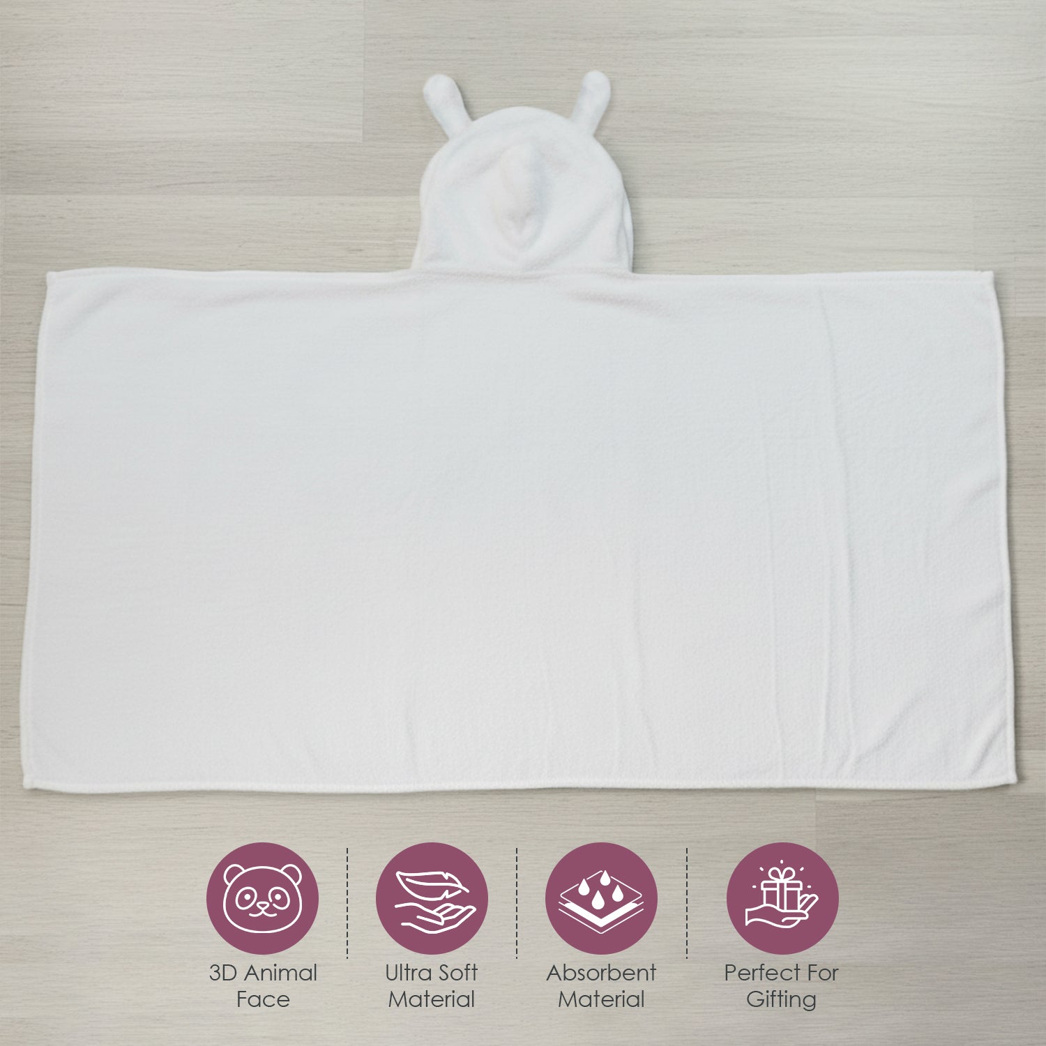 Baby Moo Cute Sheep 3D Absorbent Hooded Towel - White