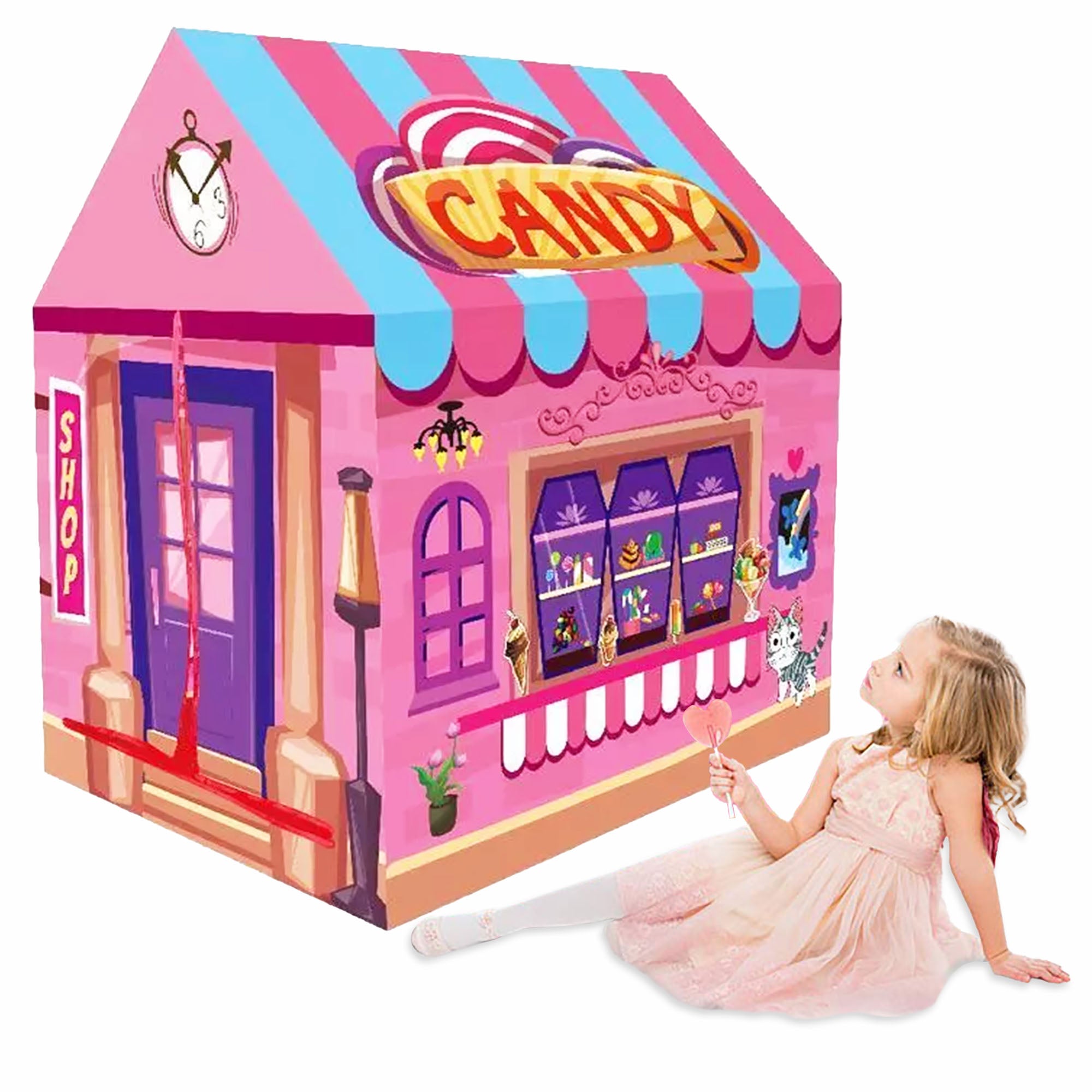 Playtime Foldable Tent House Candy Shop - Pink