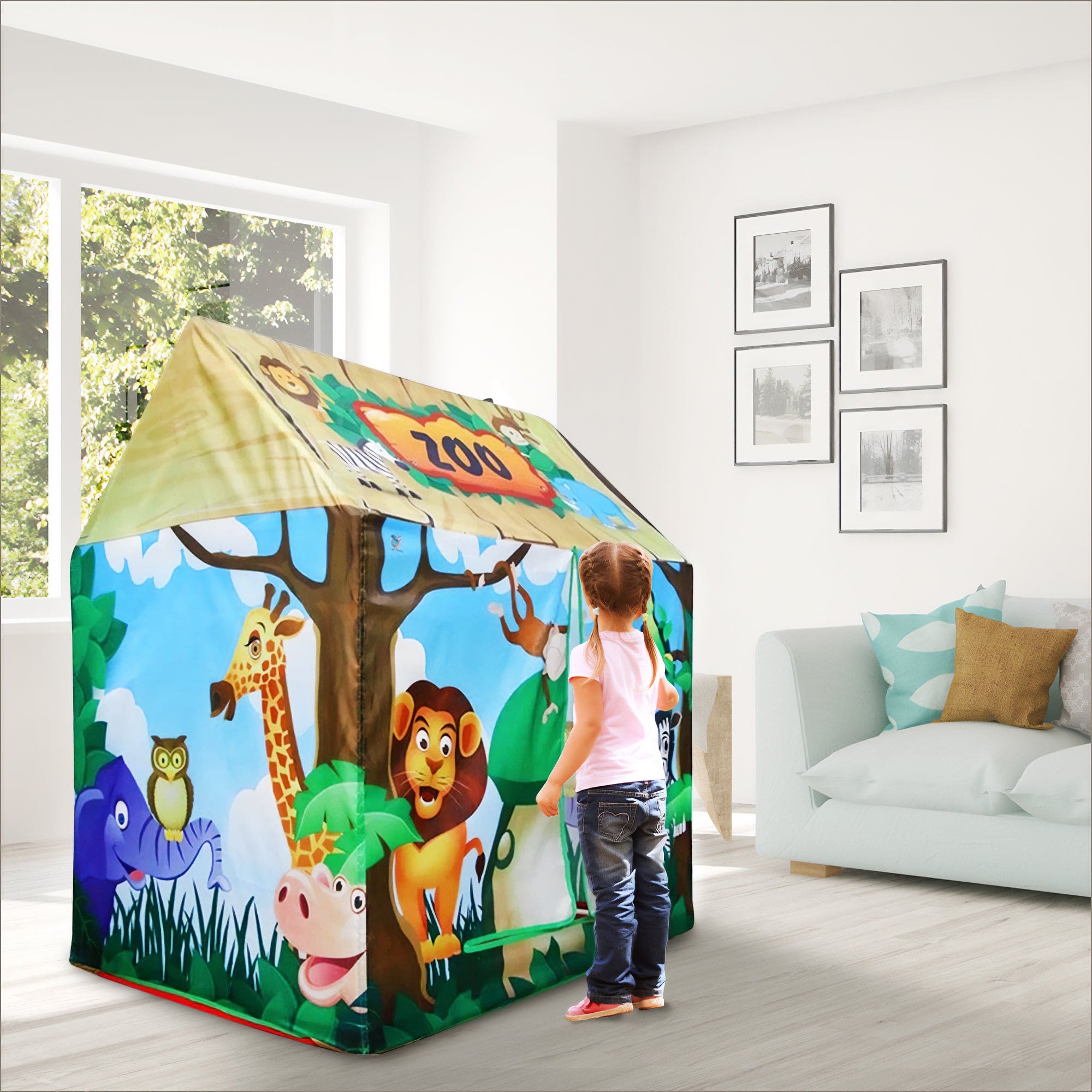 Playtime Foldable Tent House Zoo - Green