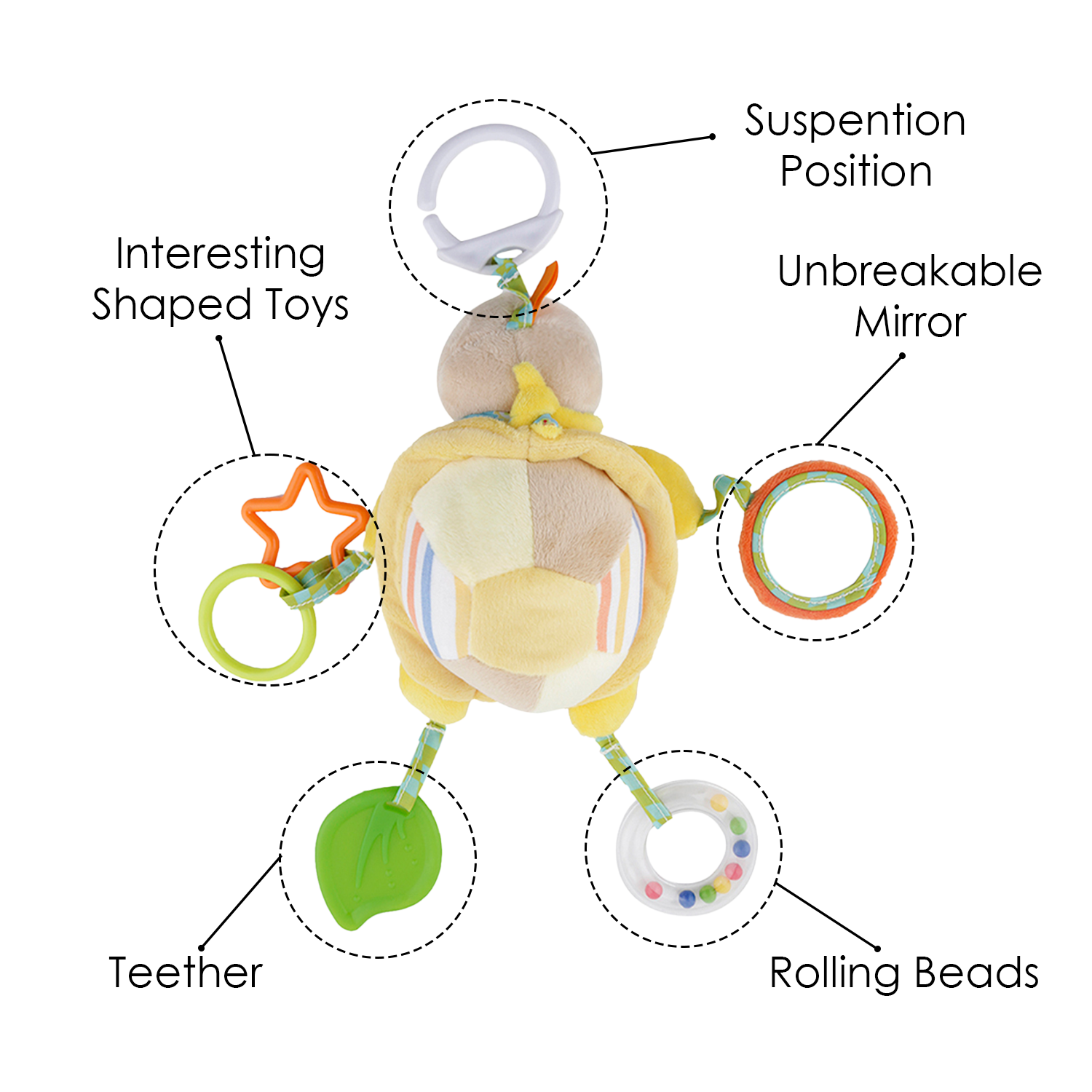 Tortoise Yellow Hanging Toy With Teether