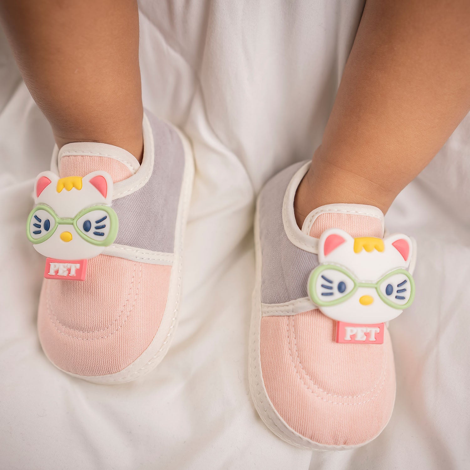 Baby Moo Kitty Love Soft Sole Anti-Slip Booties - Pink - Baby Moo