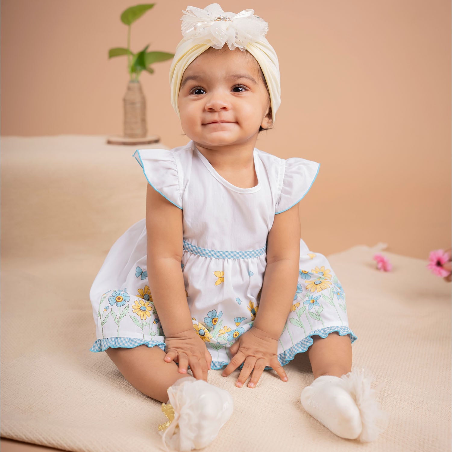 Baby Moo Royal Princess Crown Matching Cap And Socks Set - Yellow - Baby Moo