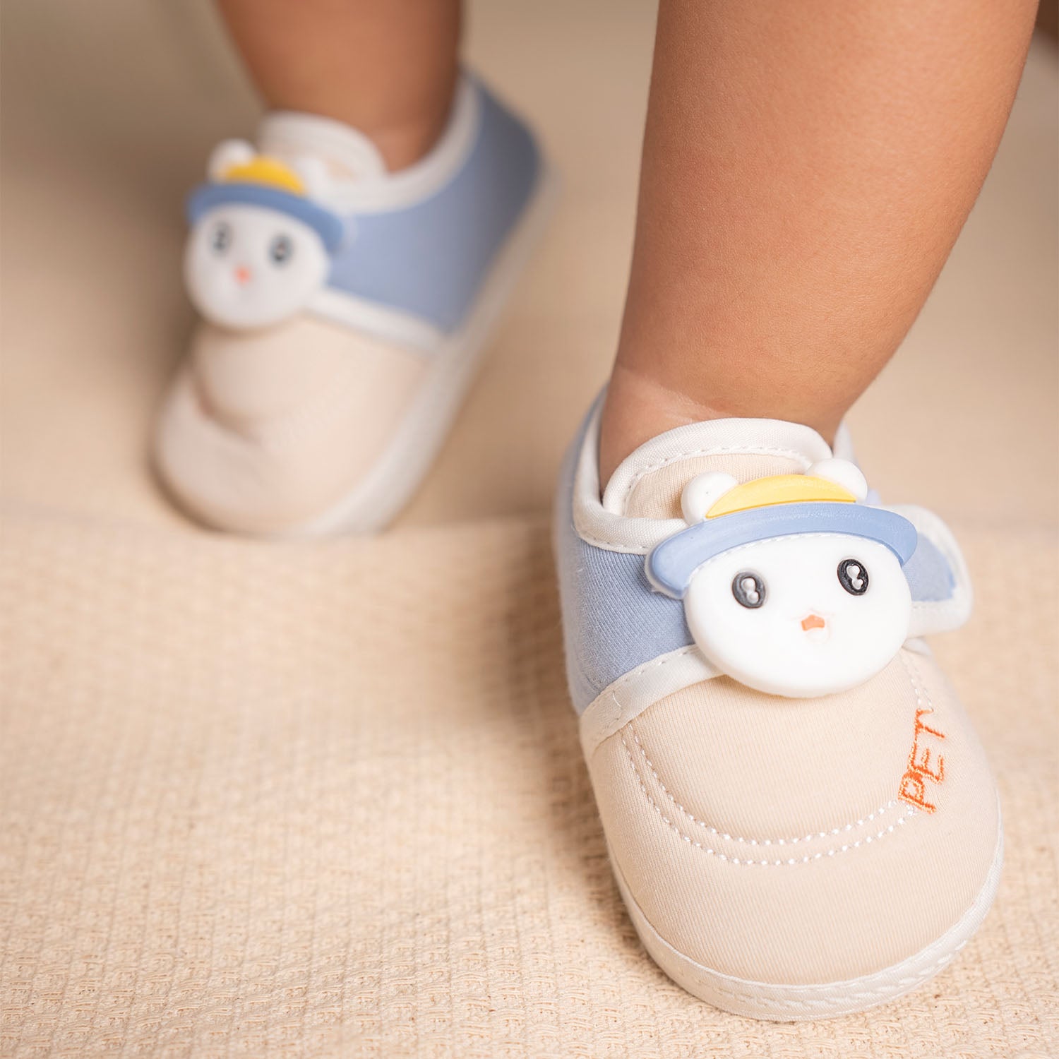 Baby Moo Persian Kitty Soft Sole Anti-Slip Booties - Blue - Baby Moo