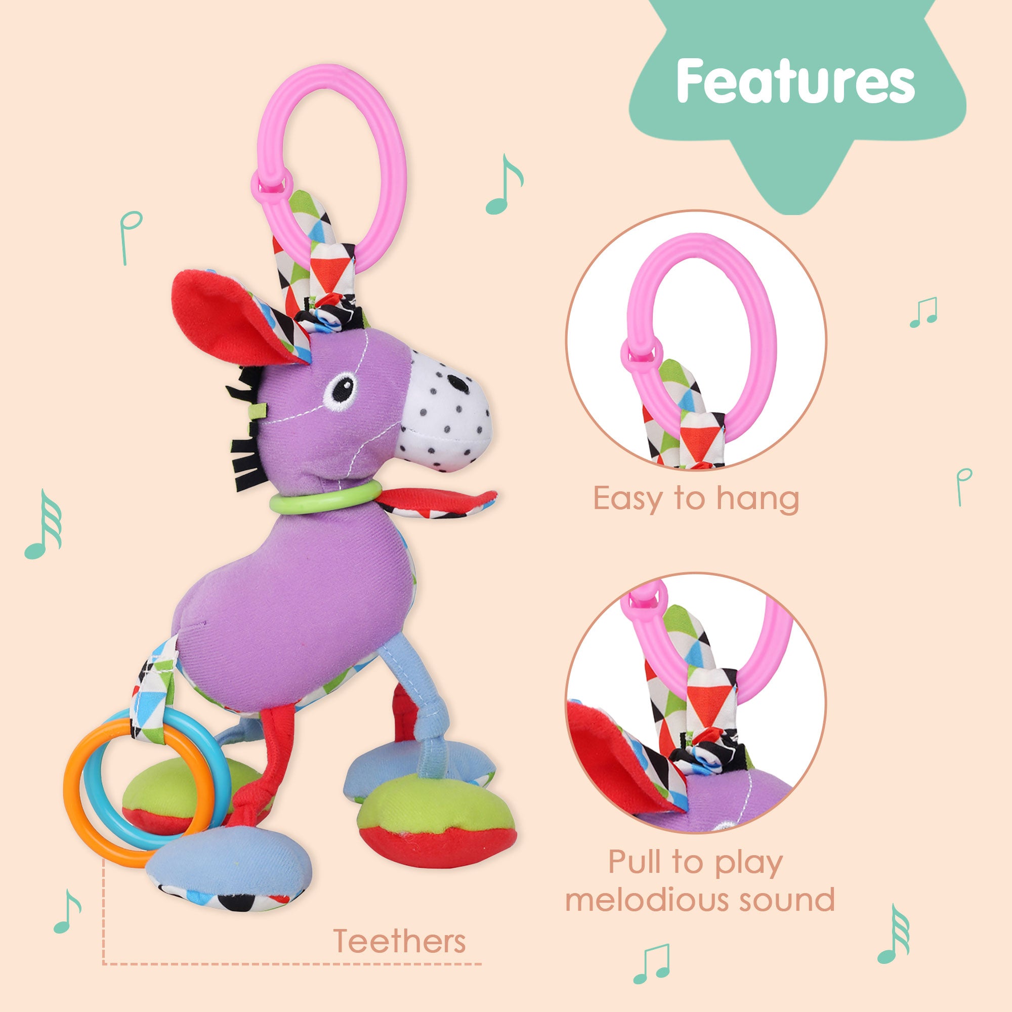 Donkey Purple Hanging Toy With Vibrations