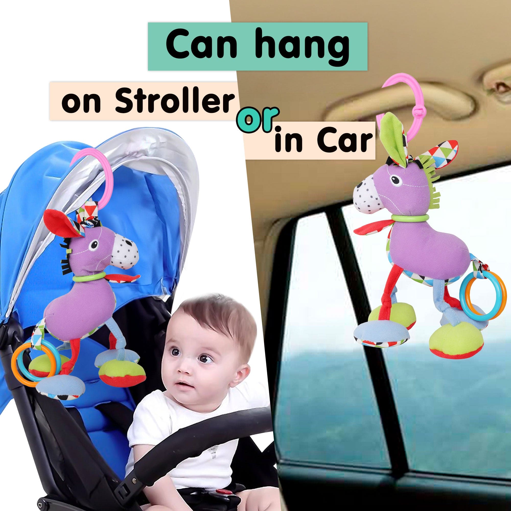 Donkey Purple Hanging Toy With Vibrations