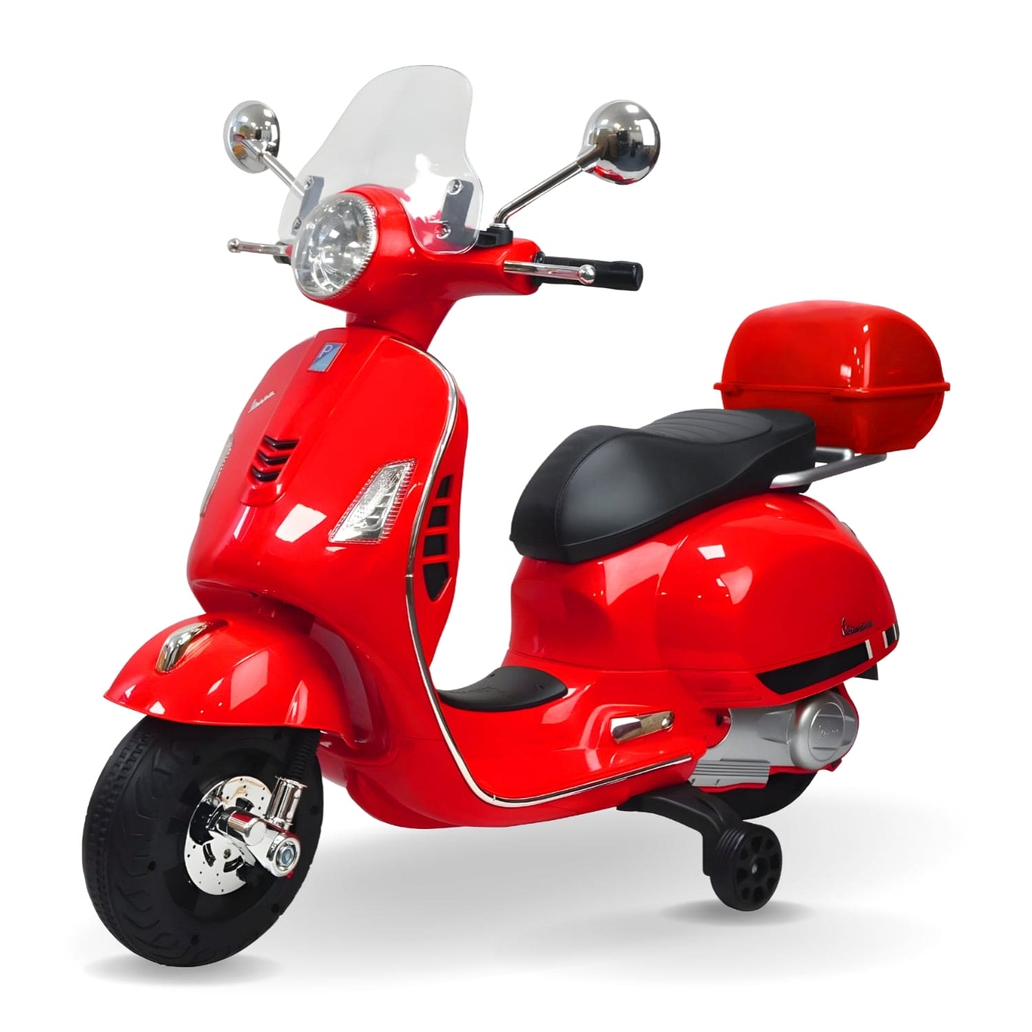 Baby Moo Vespa Rechargeable Battery Operated Bike With Music & Light Without Remote - Red