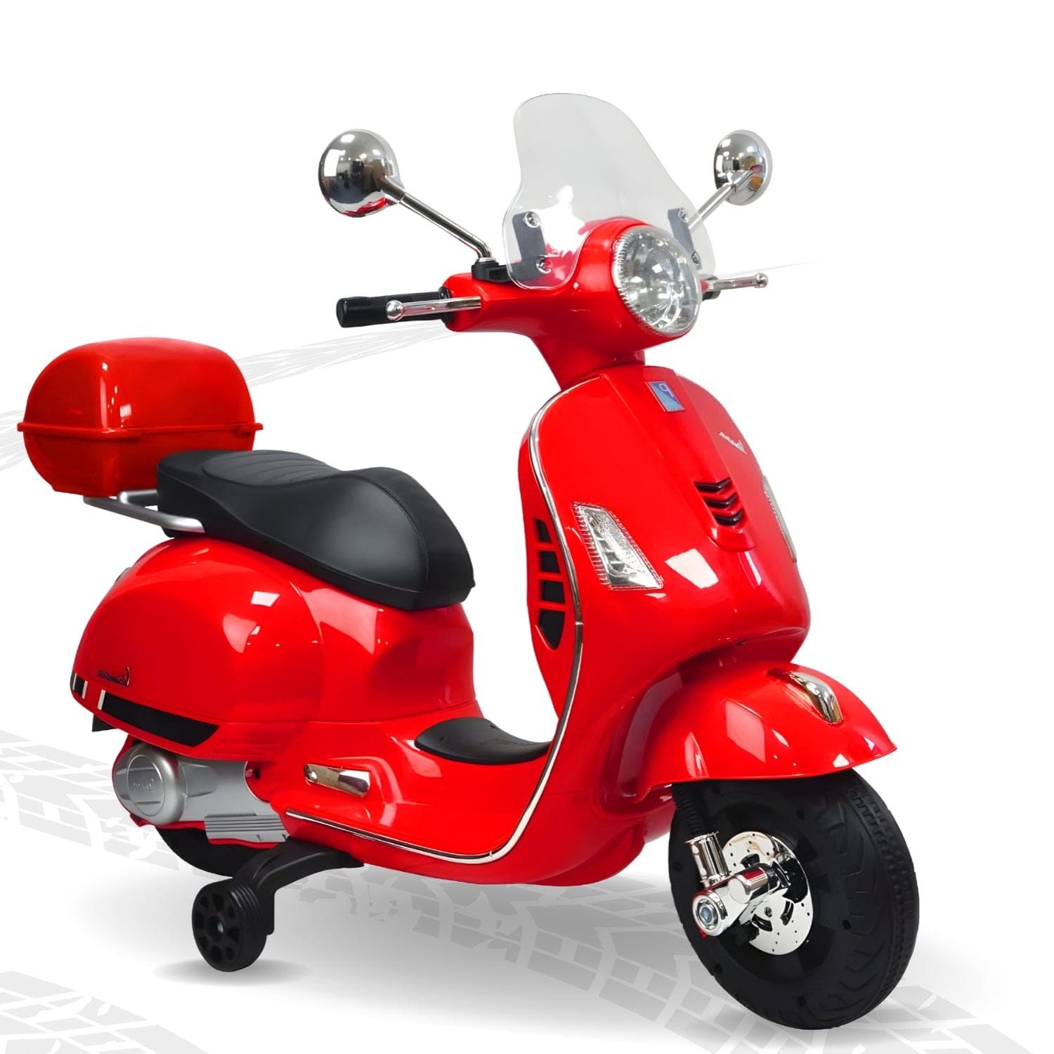 Baby Moo Vespa Rechargeable Battery Operated Bike With Music & Light Without Remote - Red
