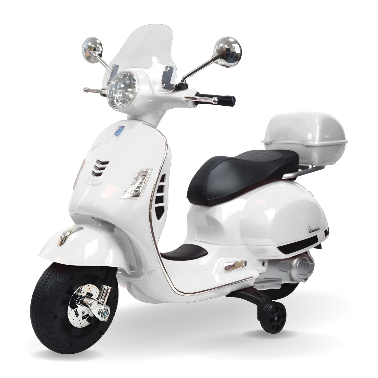 Baby Moo Vespa Rechargeable Battery Operated Bike With Music & Light With Remote - White