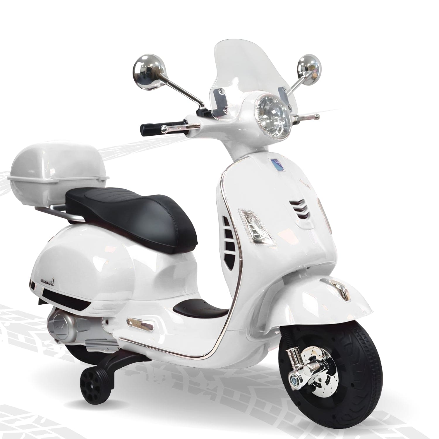 Baby Moo Vespa Rechargeable Battery Operated Bike With Music & Light With Remote - White